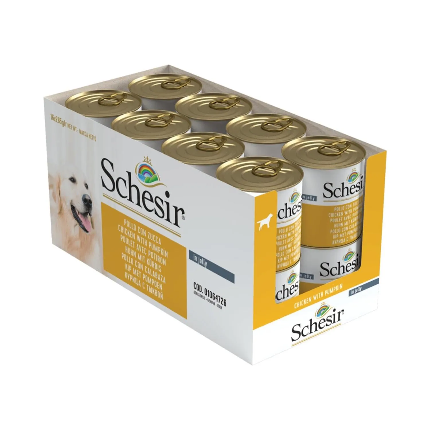 Schesir Dog Adult Pollo e Zucca in Gelatina - 16 Lattine da 285g (4,56kg)