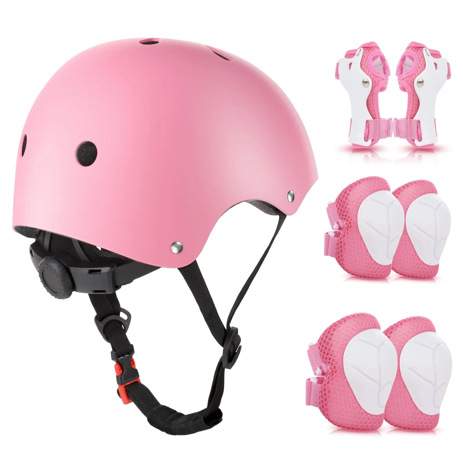 Set di Protezioni per Bambini Wayeee (Rosa) con Casco Regolabile