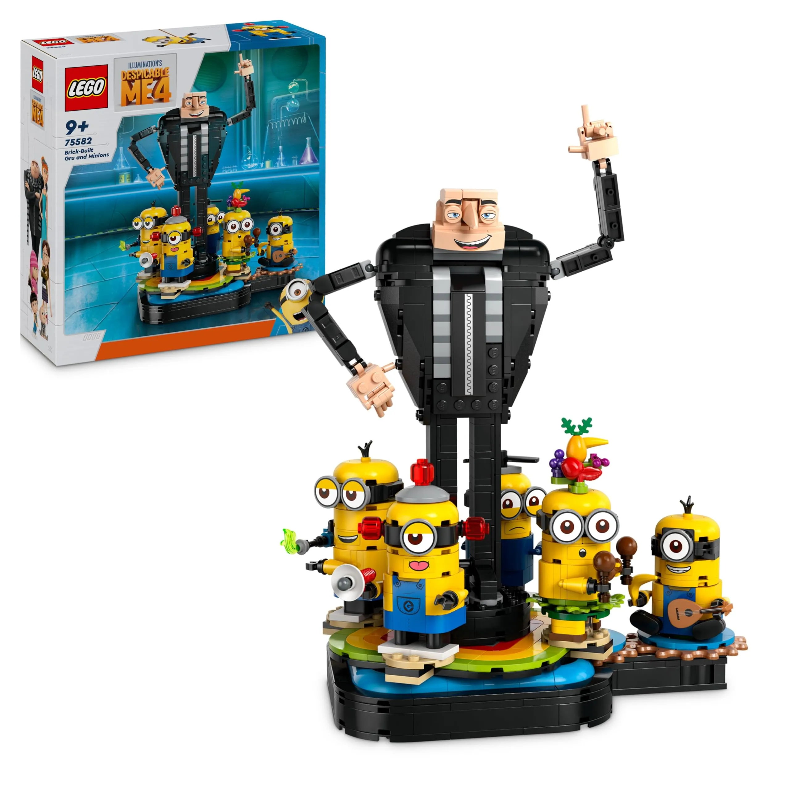 LEGO Cattivissimo Me Gru e Minions in Mattoncini, Set dal Film della Illumination, Personaggi da Costruire che Danzano, Giochi Creativi per Bambine e Bambini da 9 Anni, Regalo da Esposizione 75582