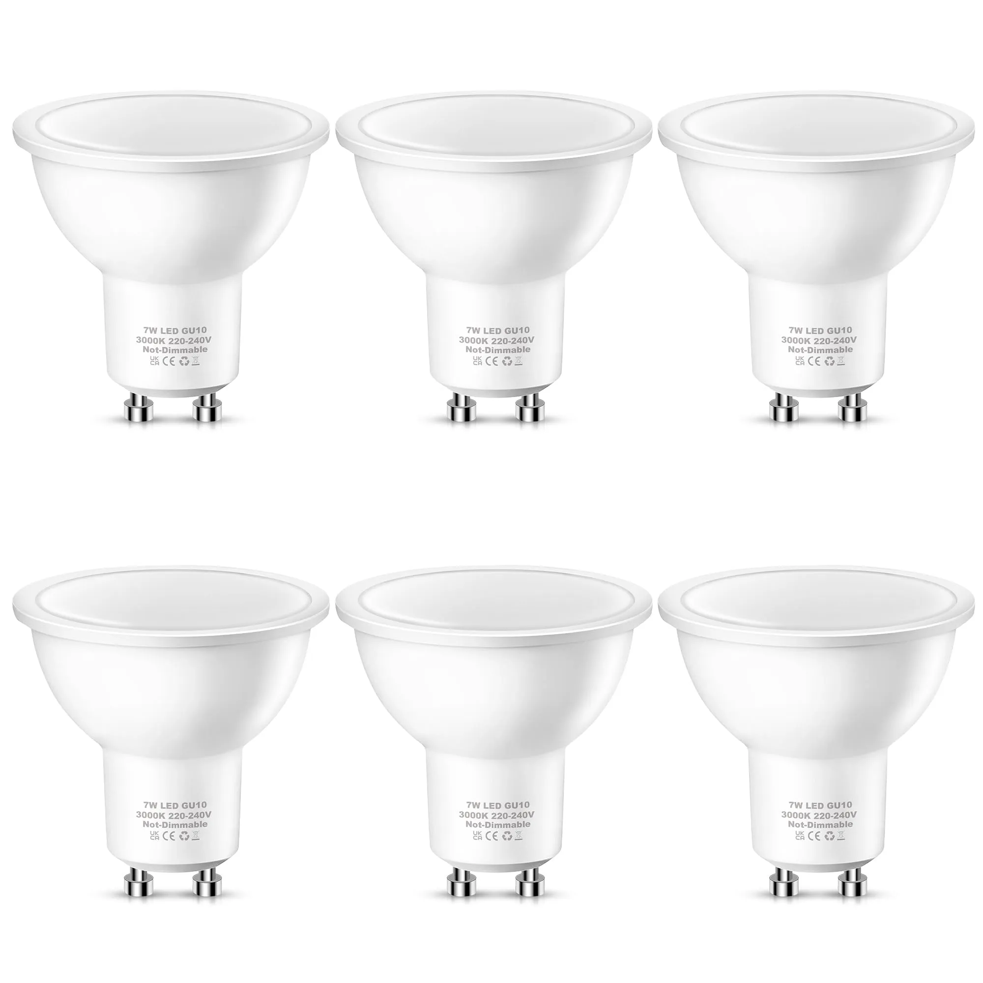 Lampadine LED GU10, 7W Equivalenti a 60W Alogene, Set da 6