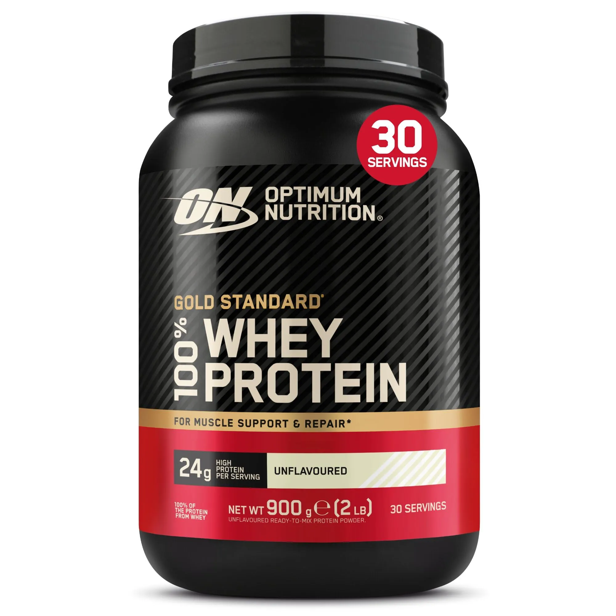 Optimum Nutrition Gold Standard 100% Whey, Proteine in Polvere, Gusto Neutro, 900g