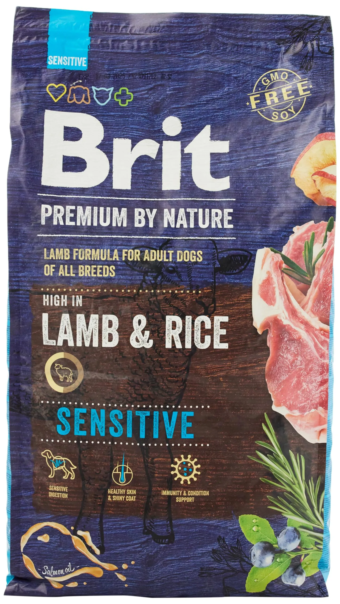 BRIT Premium by Nature Adult Sensitive Agnello e Riso - Alimento secco per cani - 8 kg