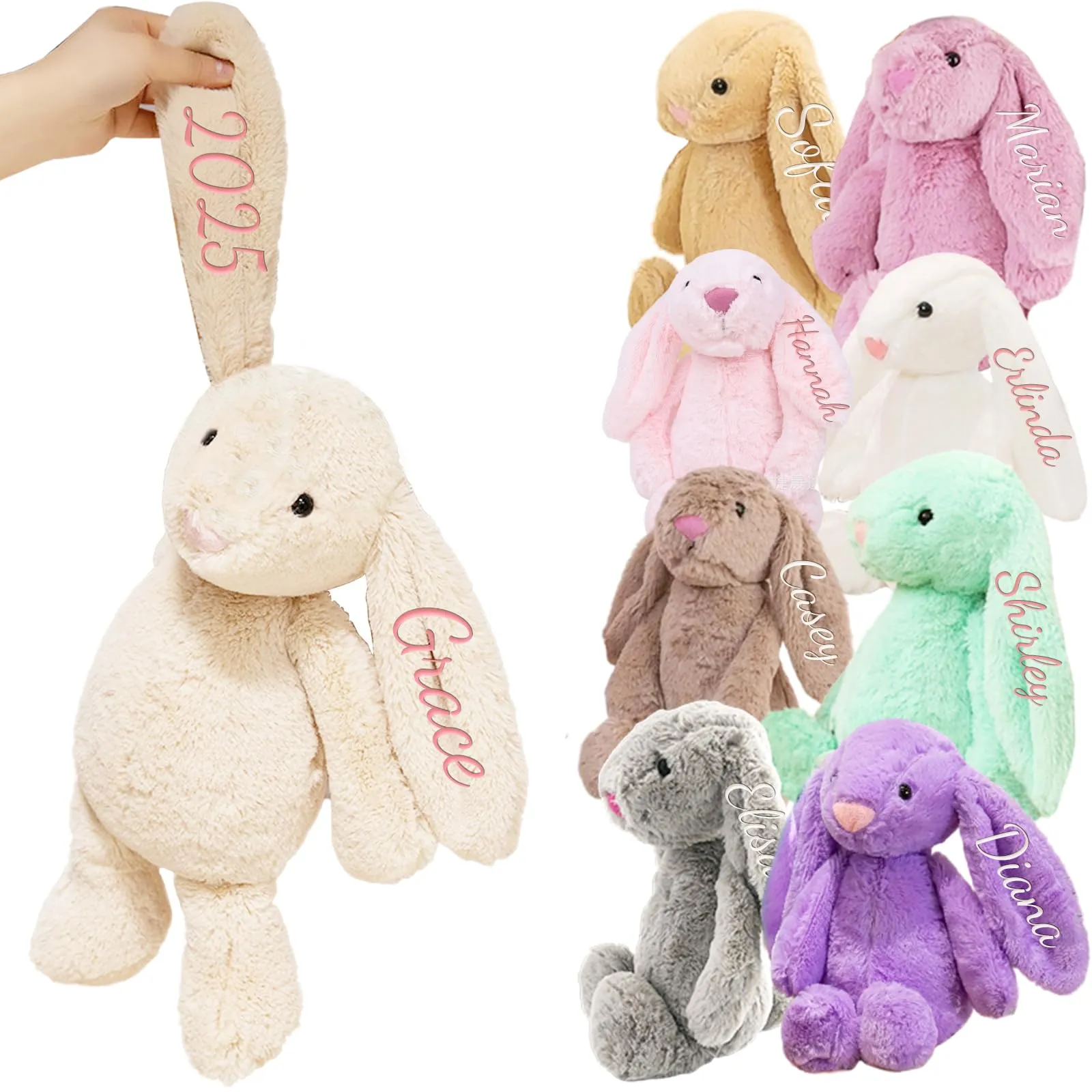 Coniglietto di Peluche Ricamato Personalizzato con Nome
