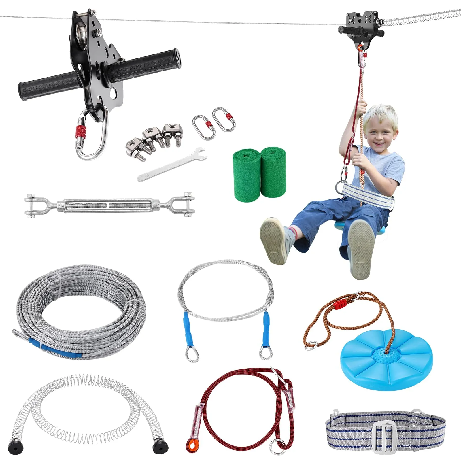 VEVOR Kit Teleferica Zipline 24,38 m per Giardino e Parco