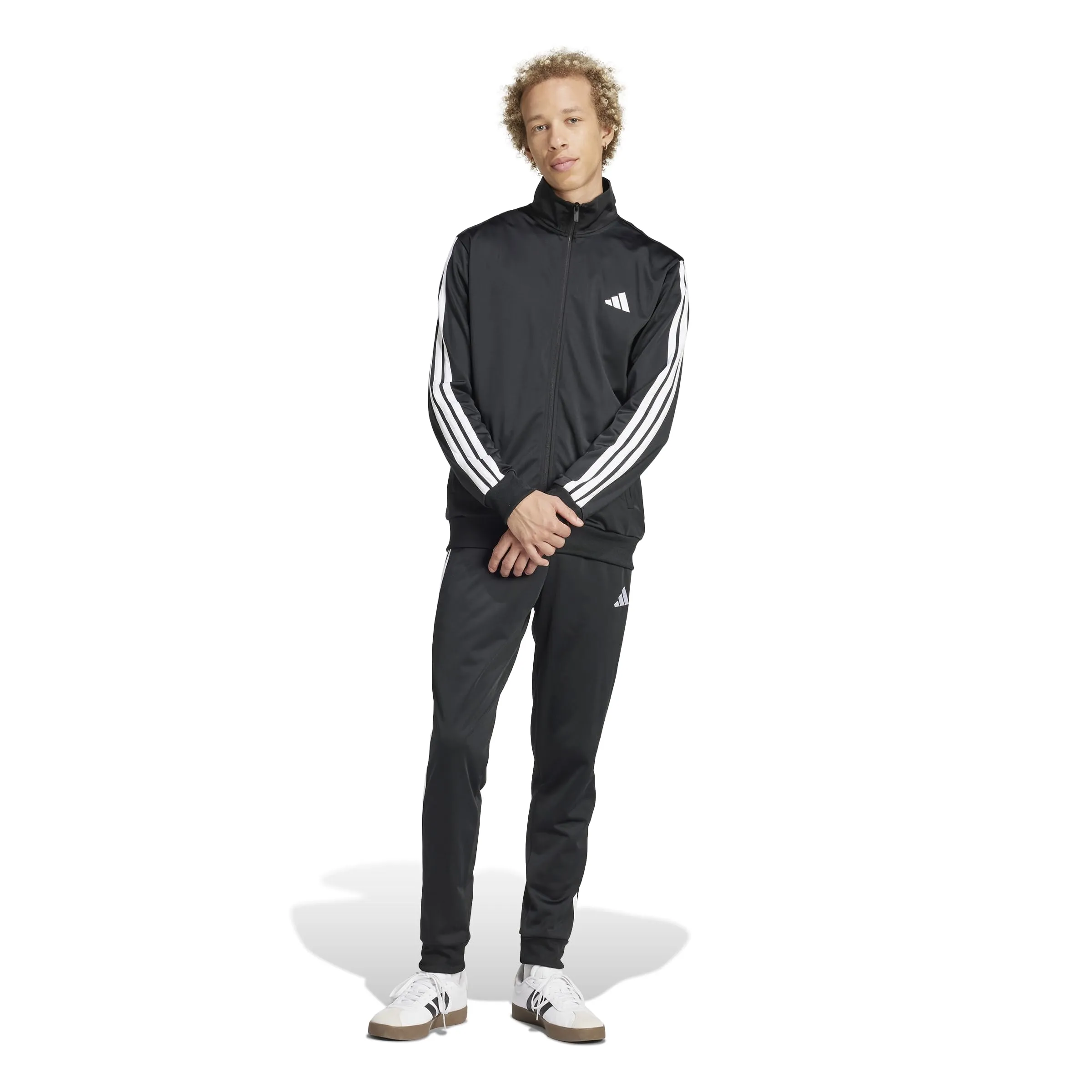 adidas Uomo Sportswear Basic 3 Stripes Tricot Tracksuit, Tuta da Allenamento, Multicolore (Nero), XL