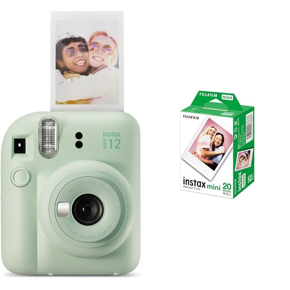 Fujifilm Instax Mini 12 Mint Green Kit - Macchina Fotografica Istantanea + 20 Pellicole