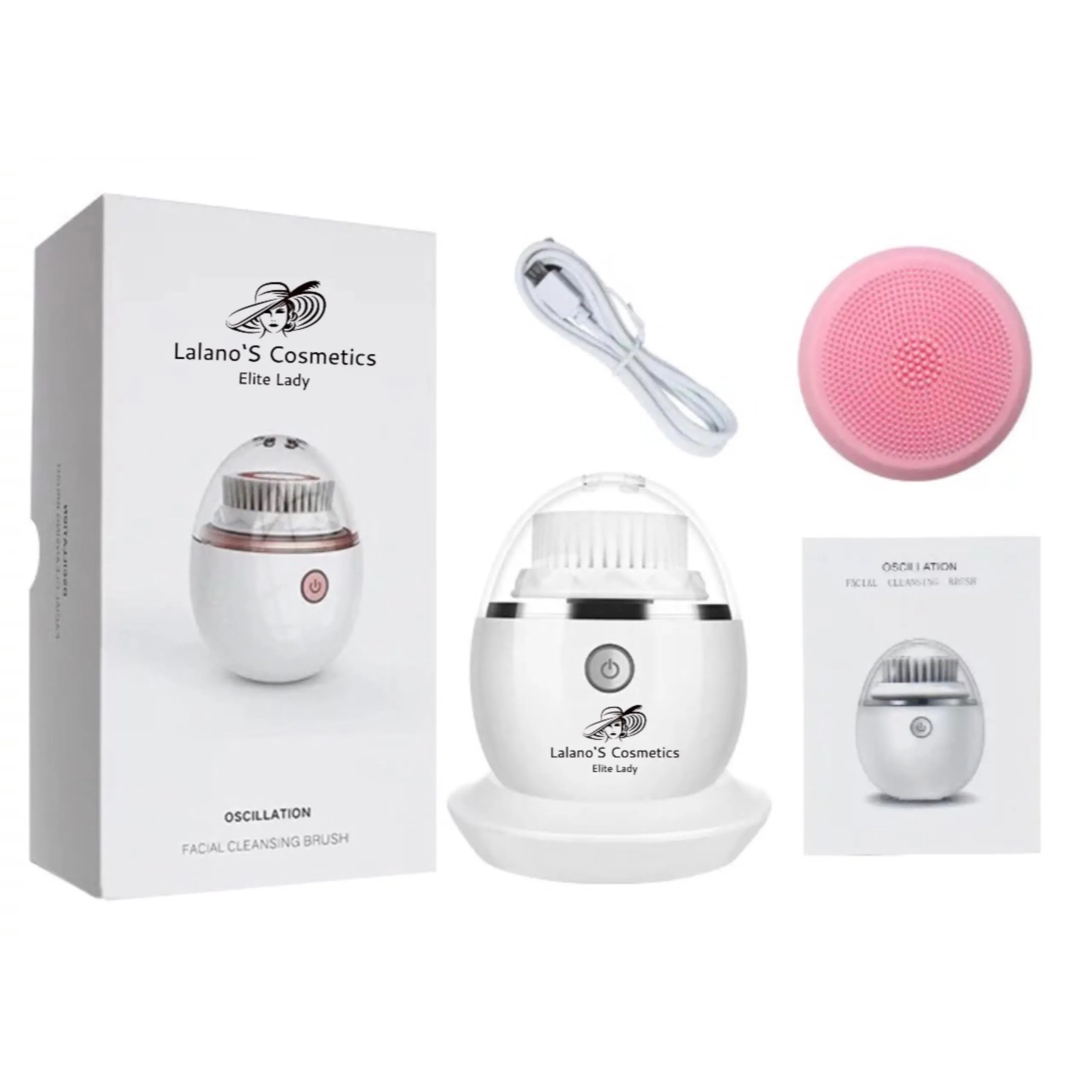 Lalano`S Cosmetics Spazzola Elettrica per la Pulizia del Viso 3D con Set Manicure Pedicure