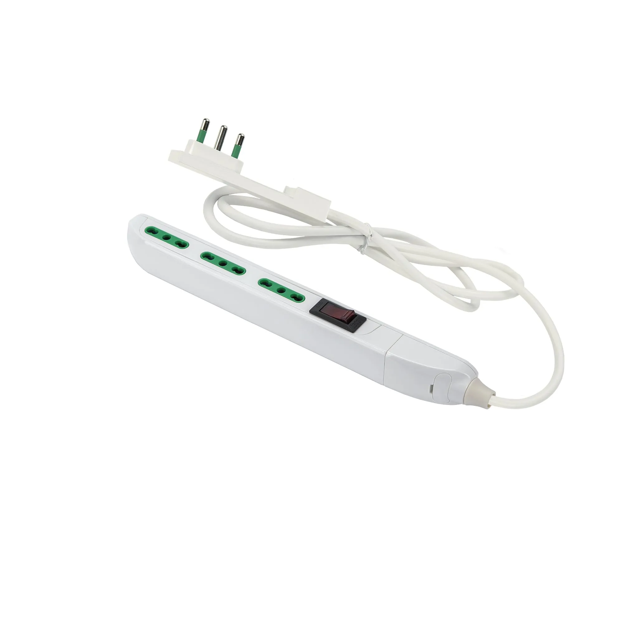 FANTON 47402 Multipresa SLIM 3 prese bipasso, interruttore di sovraccarico con spina piccola CLOCK e 1,5 metri di cavo