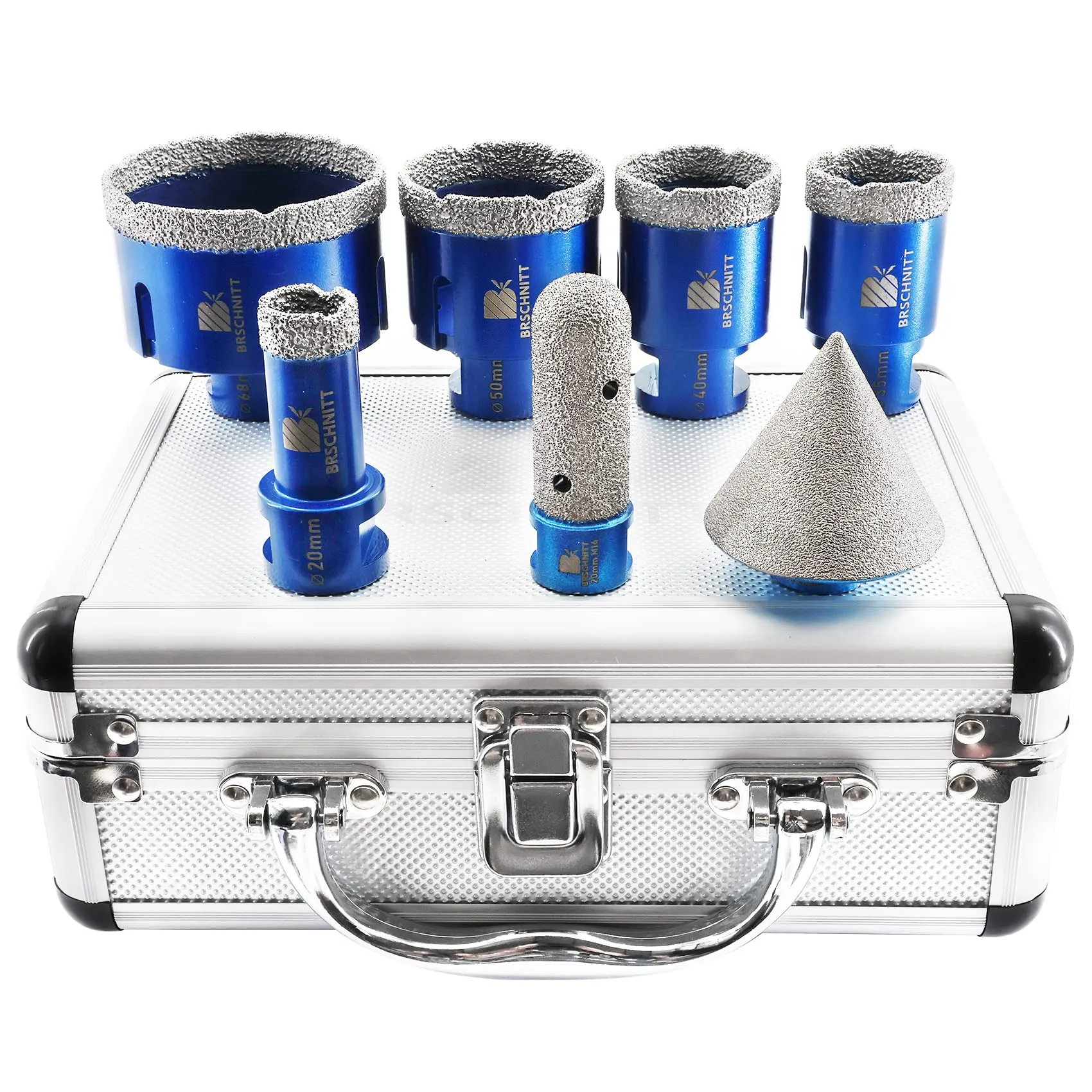 BRSCHNITT Set di punte diamantate per piastrelle (20/35/40/50/68 mm) con frese diamantate aggiuntive da 20 e 50 mm