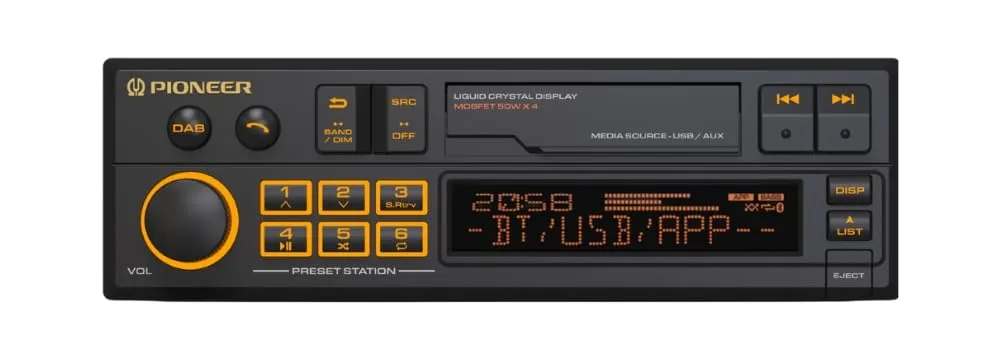 Pioneer SXT-C10PS Autoradio 1-DIN Retrò con Bluetooth, DAB+, USB e App Smart Sync
