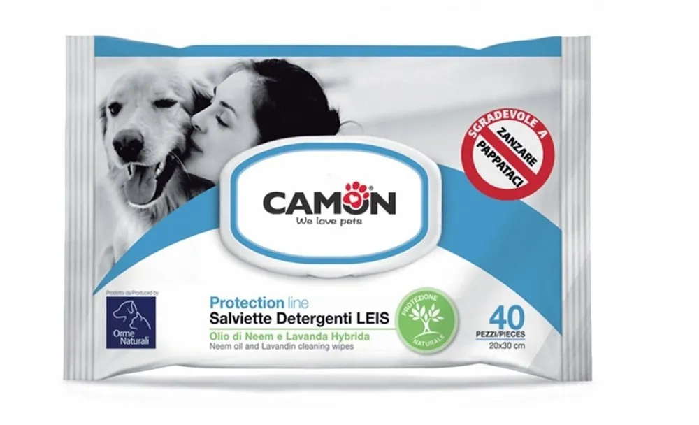 Camon Salviette Detergenti Cani Olio di Neem e Lavanda