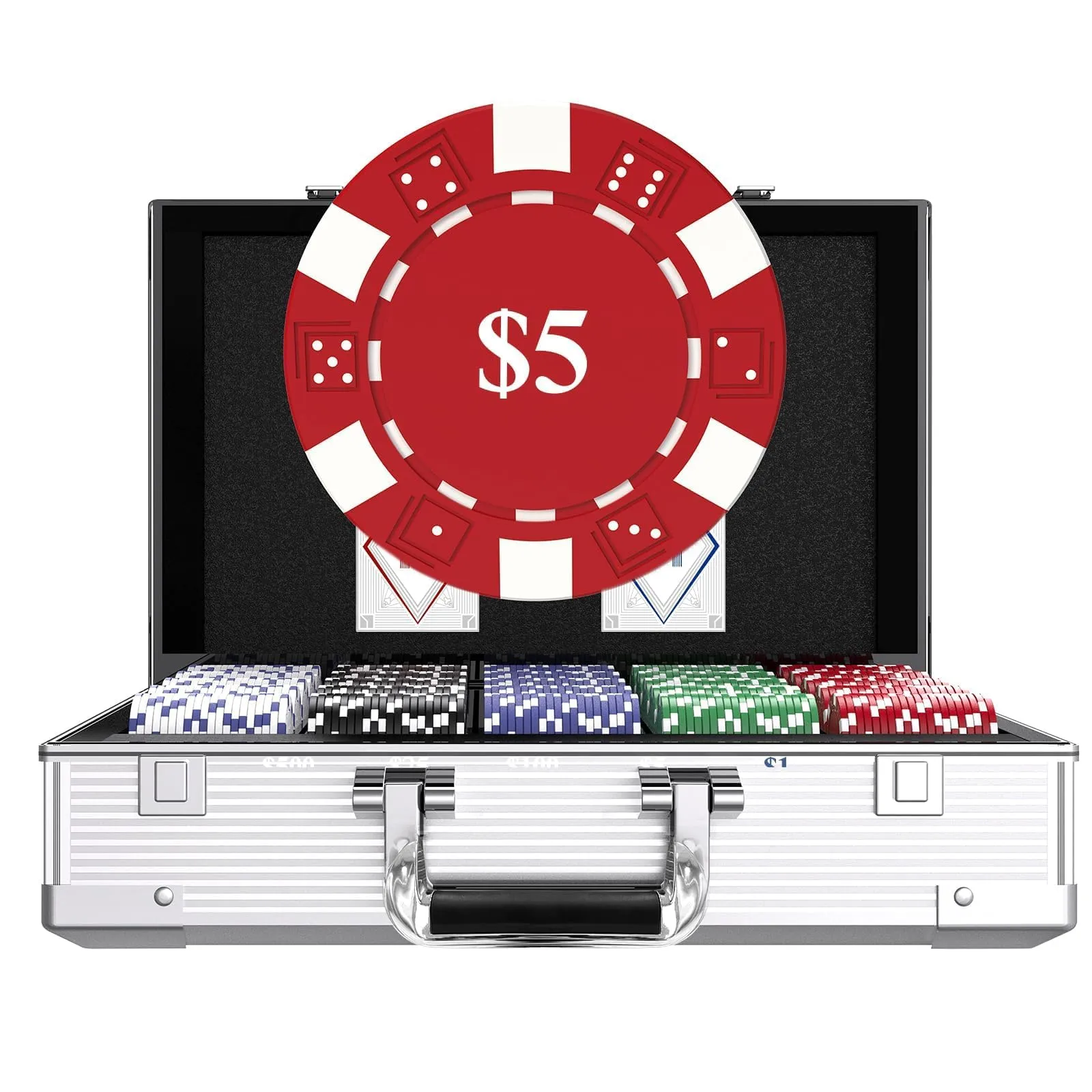 HEITOK Set Poker Casino 1000 Pezzi con Valori Nominali e Custodia in Alluminio