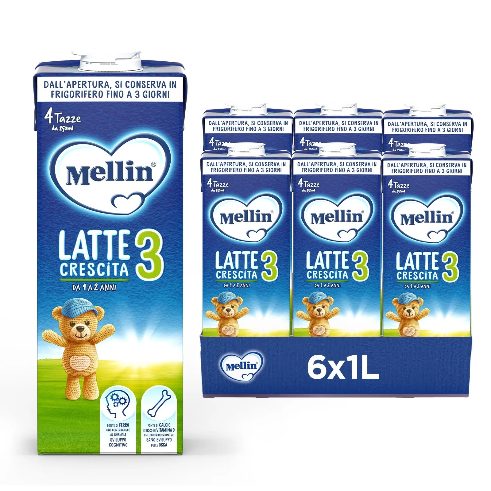 Mellin 3 Latte di Crescita Liquido 6x1L