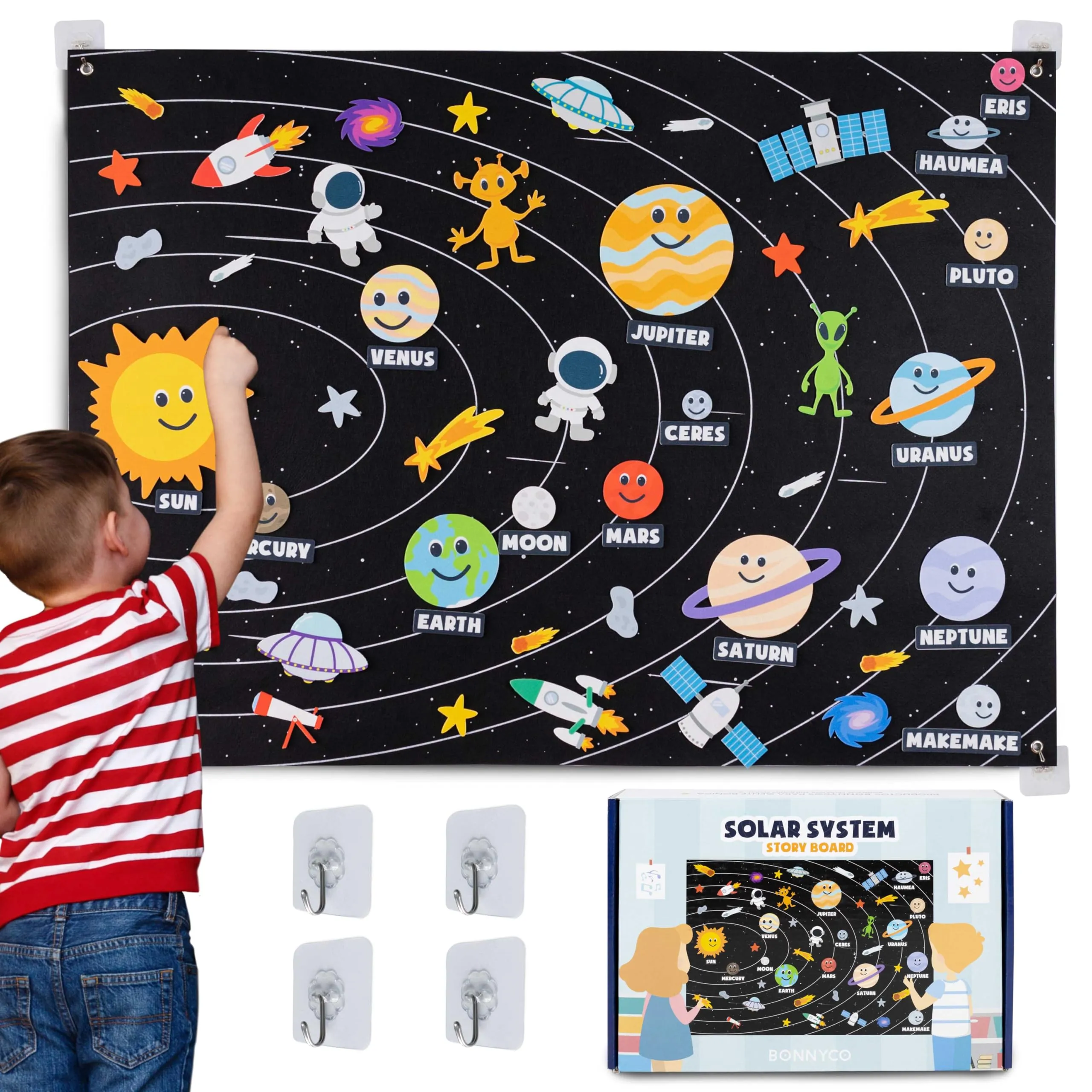 BONNYCO Sistema Solare in Feltro per Bambini: Esplora l'Universo Divertendoti
