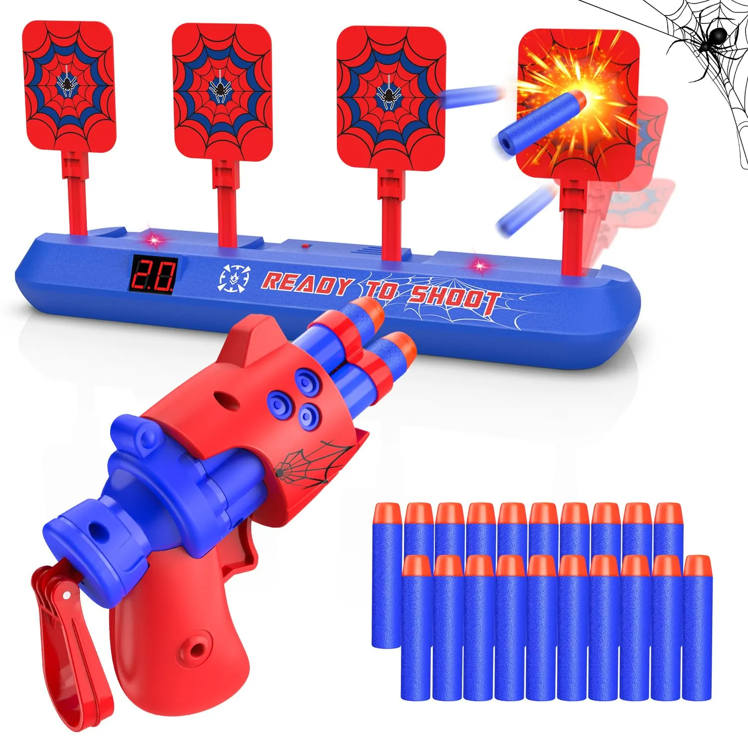 Tiro al Bersaglio Elettronico con Pistola Nerf Giocattolo - Spider Games