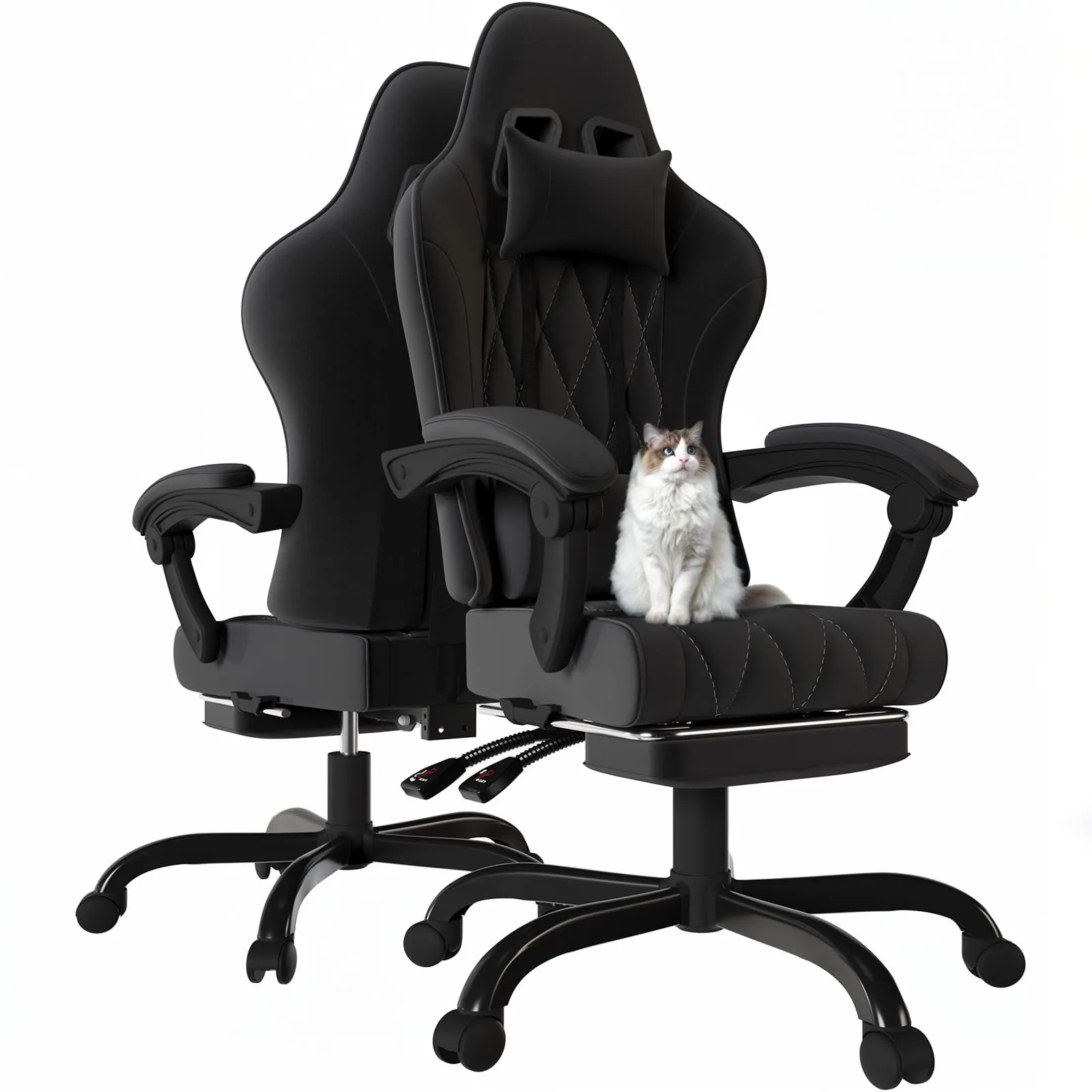 JUMMICO Sedia Gaming Ergonomica con Massaggio Lombare e Poggiapiedi - Tessuto Traspirante, Comfort e Stile