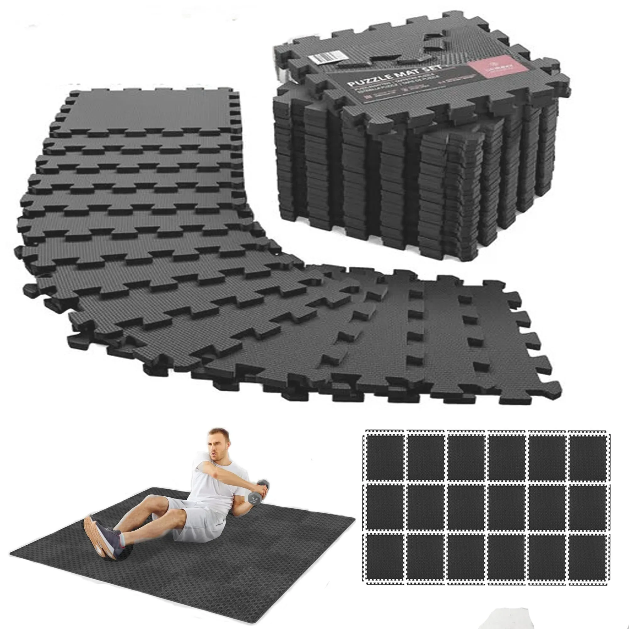 Tappeto Palestra Puzzle Blu, 18 Pezzi, Protezione Pavimento e Comfort