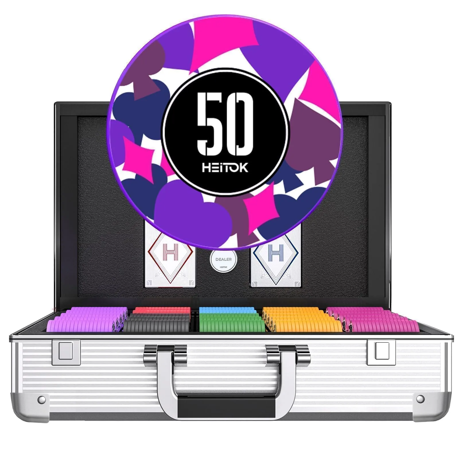 Heitok Set Fiches Poker Professionali 1000 Pezzi con Valori