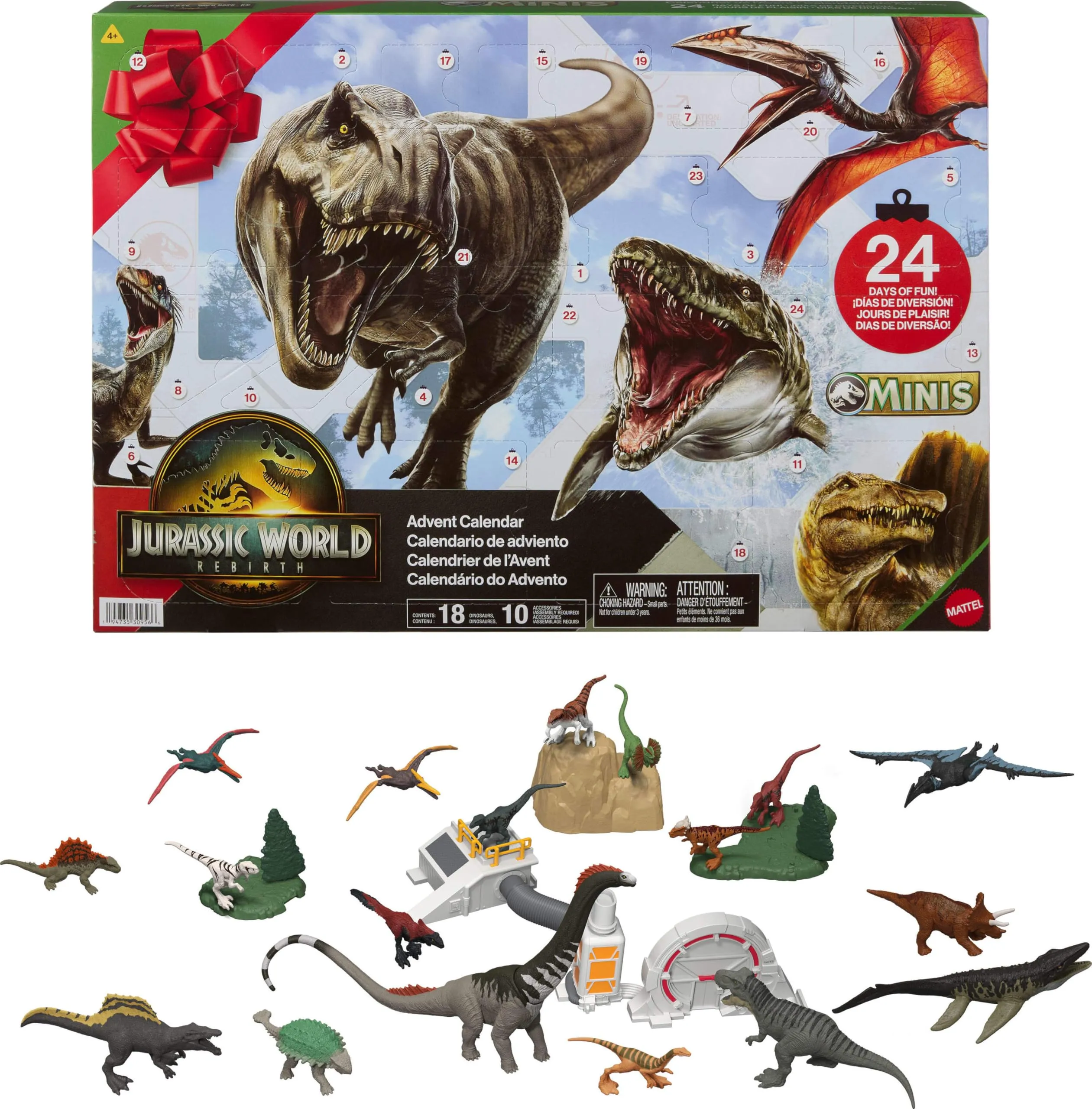 Mattel Jurassic World Calendario dell'Avvento Rebirth con 24 Sorprese a Tema Dinosauri