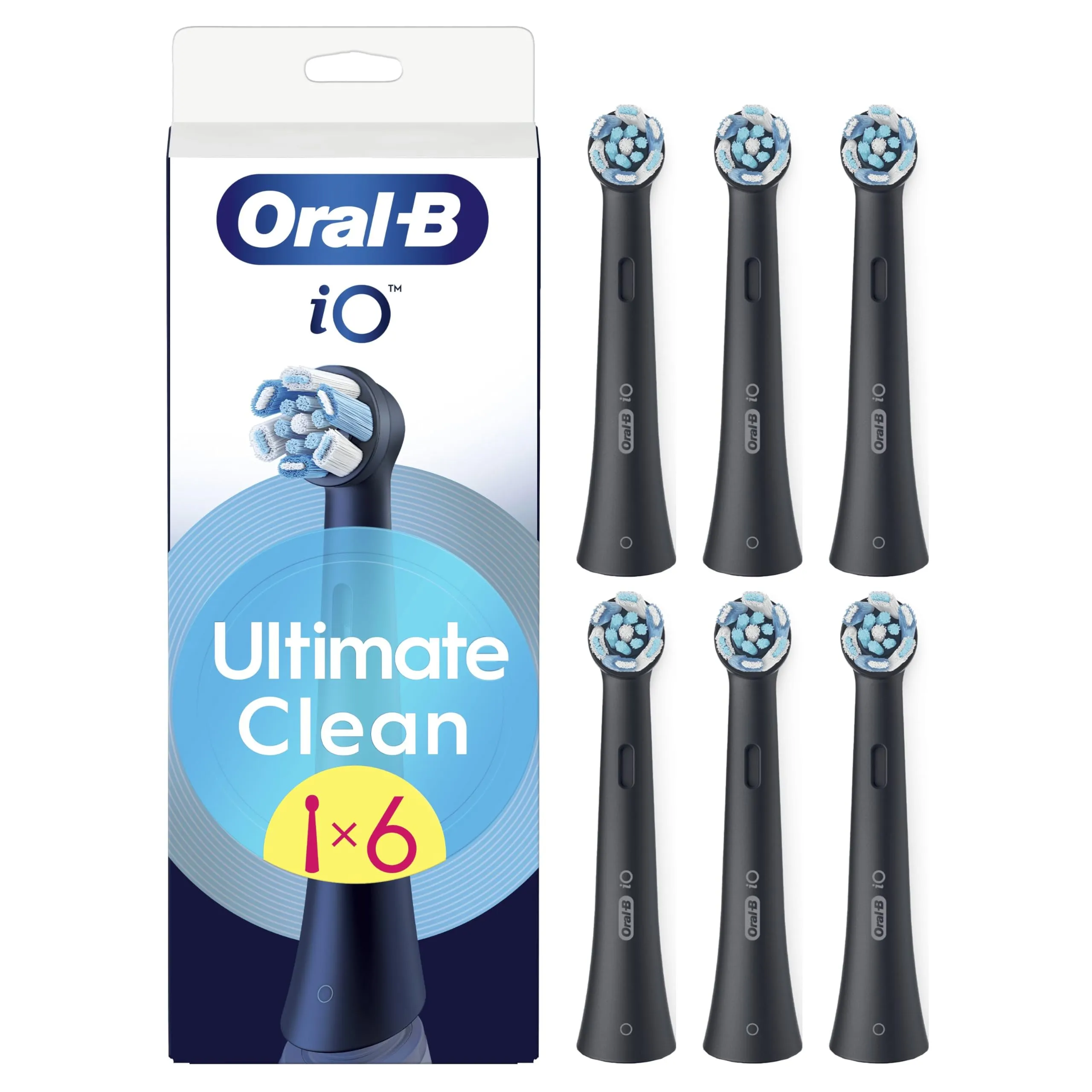 Oral-B iO Series Ultimate Clean Testine di Ricambio Nere, 6 Pezzi