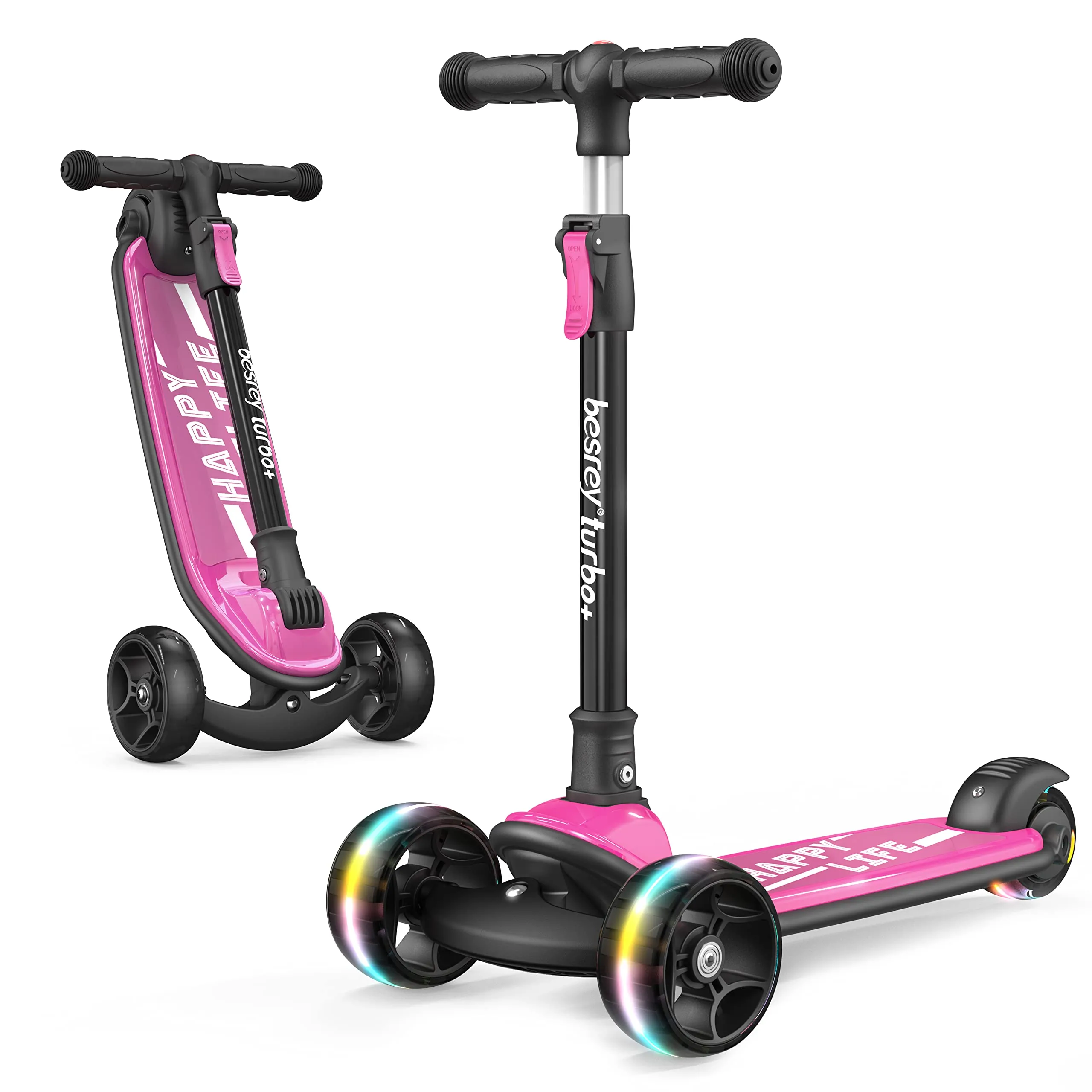 Monopattino Bambino 3 Ruote con Luci LED - Besrey Rosa