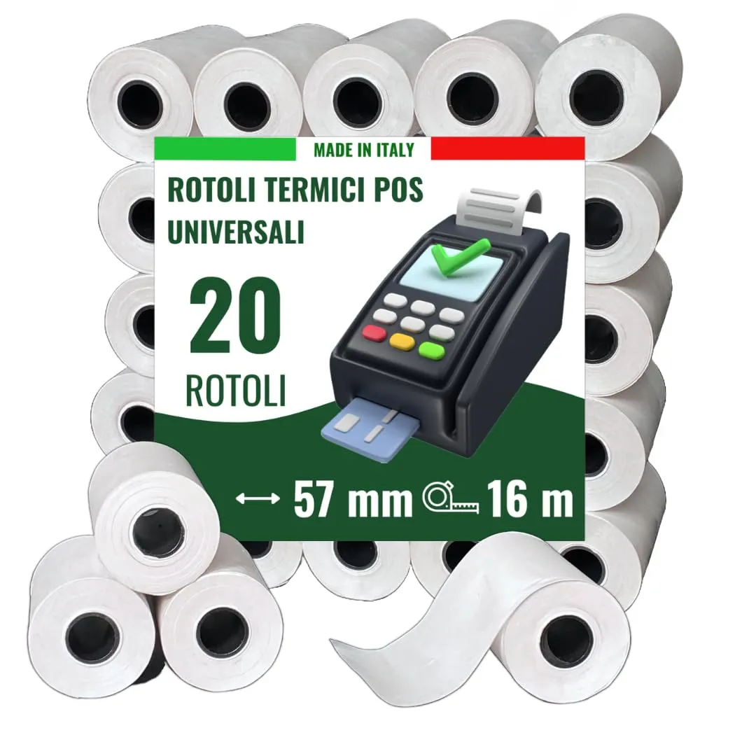 Confezione da 20 Rotoli di Carta Termica POS 57x16mt