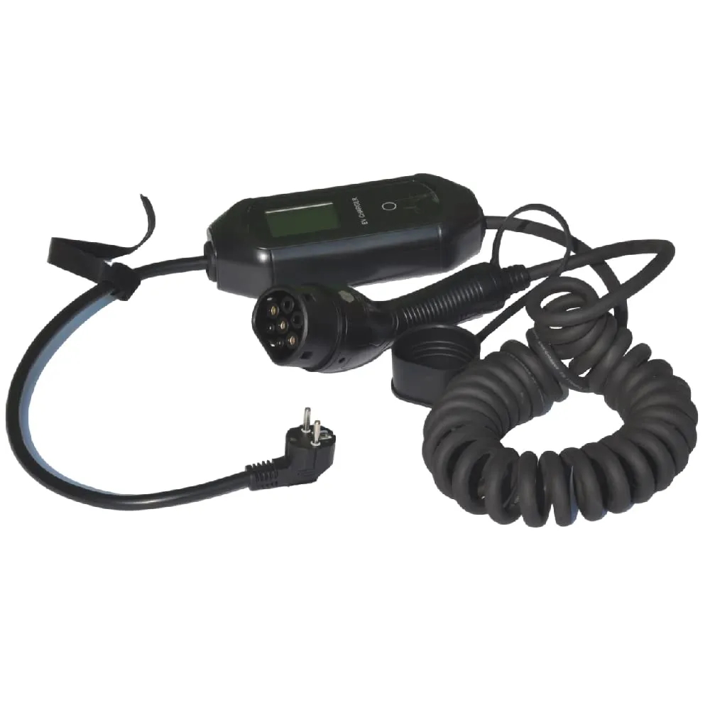 Smartronica Trasformatore con Cavo Spirale EV Charger Tipo 2 con Spina Schuko, 5mt, 16A
