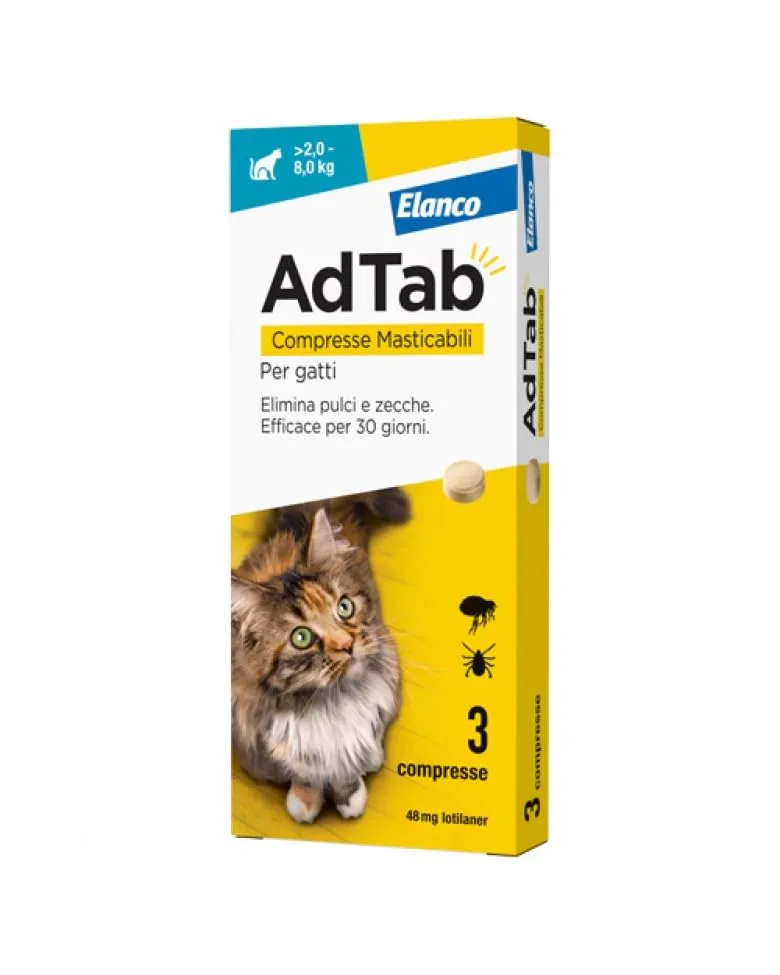 Ad Tab Antiparassitario per Gatti 2-8kg - 3 Compresse Masticabili