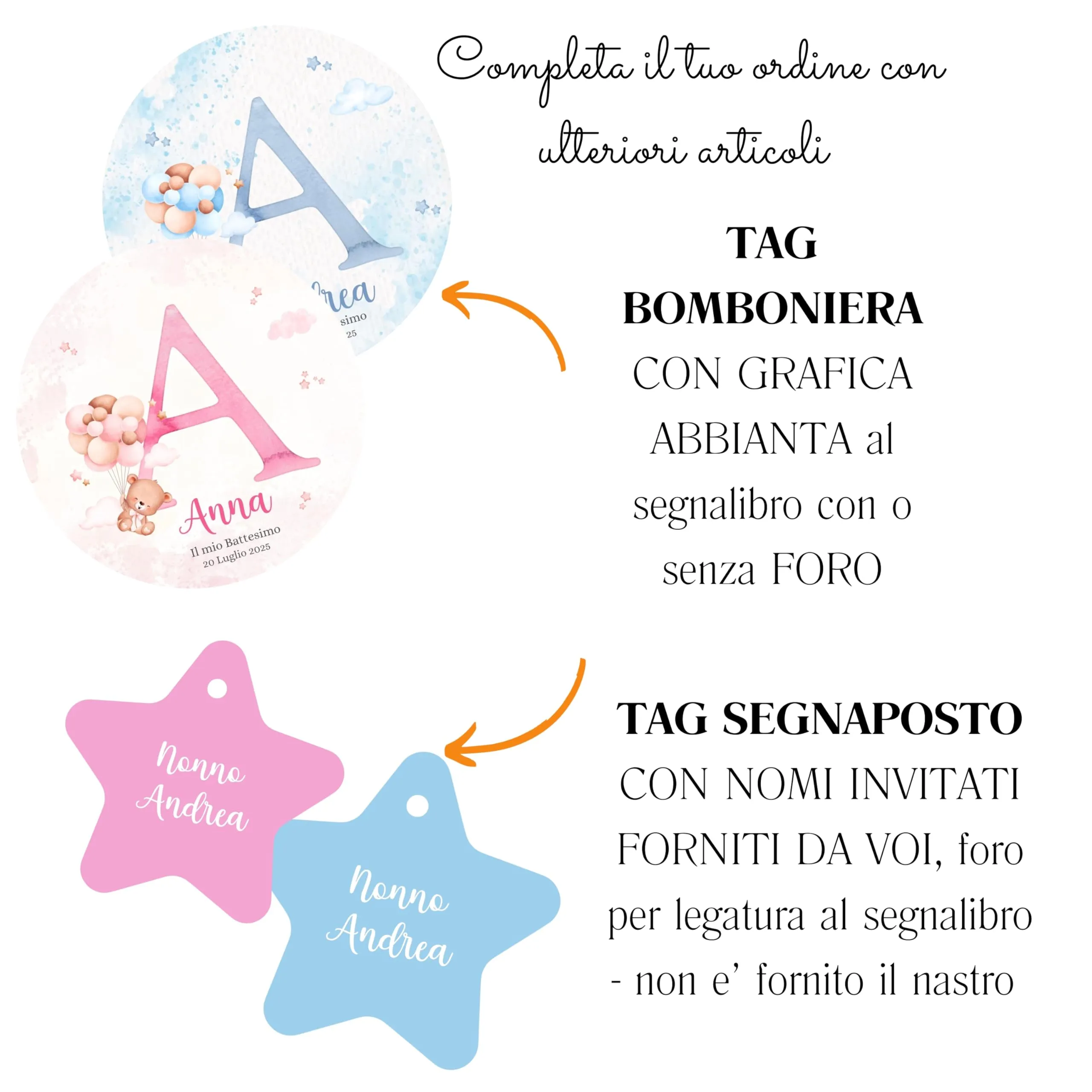 Segnalibri Battesimo Orsetto Personalizzati