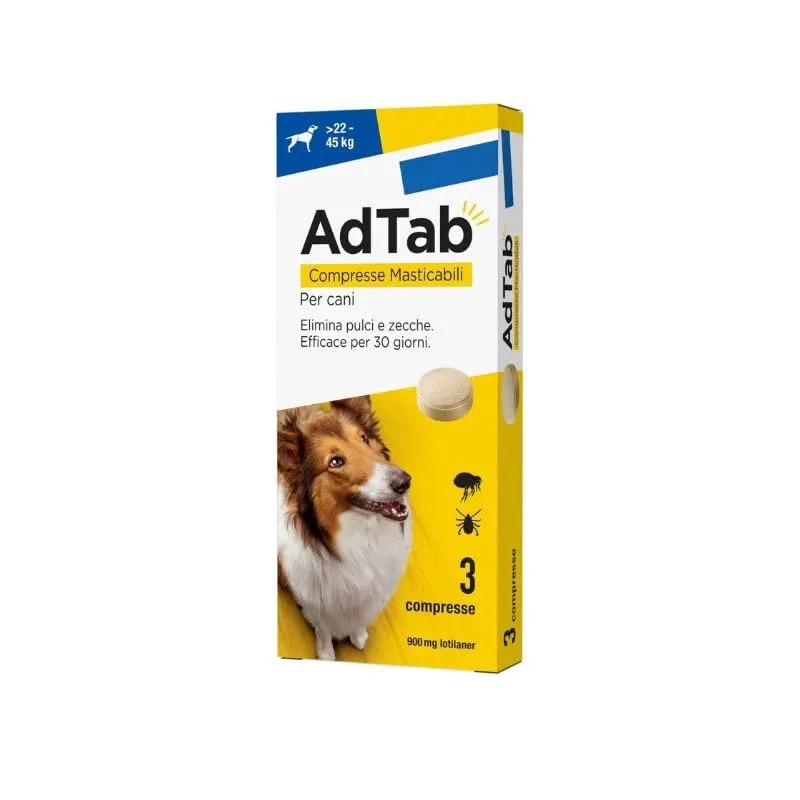 AdTab Antiparassitario Cani 22-45 kg - 3 Compresse Masticabili