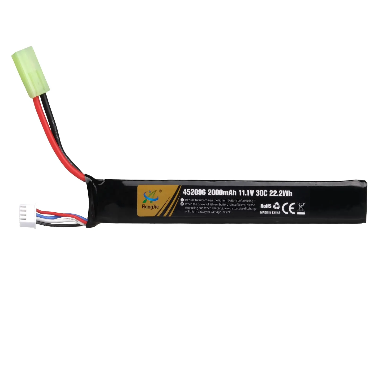 Batteria LiPo 11,1 V 2000 mAh 30C 3S con Connettore Tamiya per Airsoft AEG