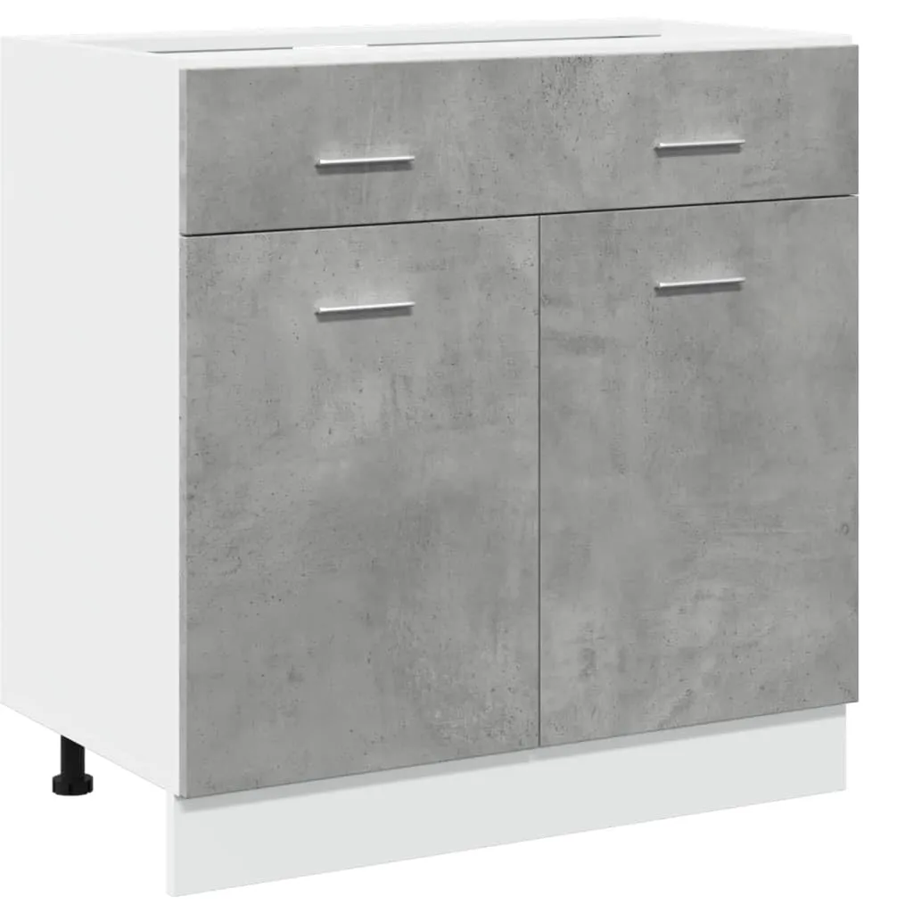 vidaXL Armadio Inferiore Cassetto Grigio Cemento 80x46x81,5Multistrato