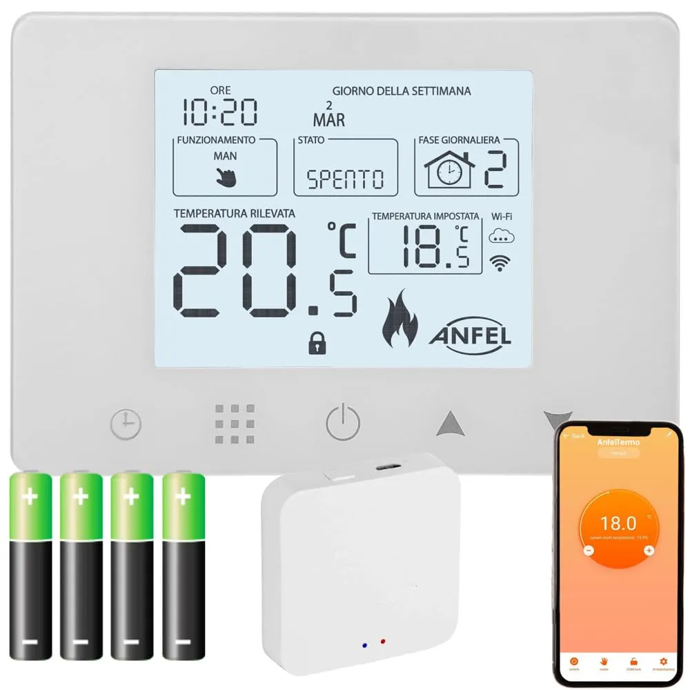 Cronotermostato Wi-Fi a Batterie Programmabile Smart Home con Gateway Zigbee