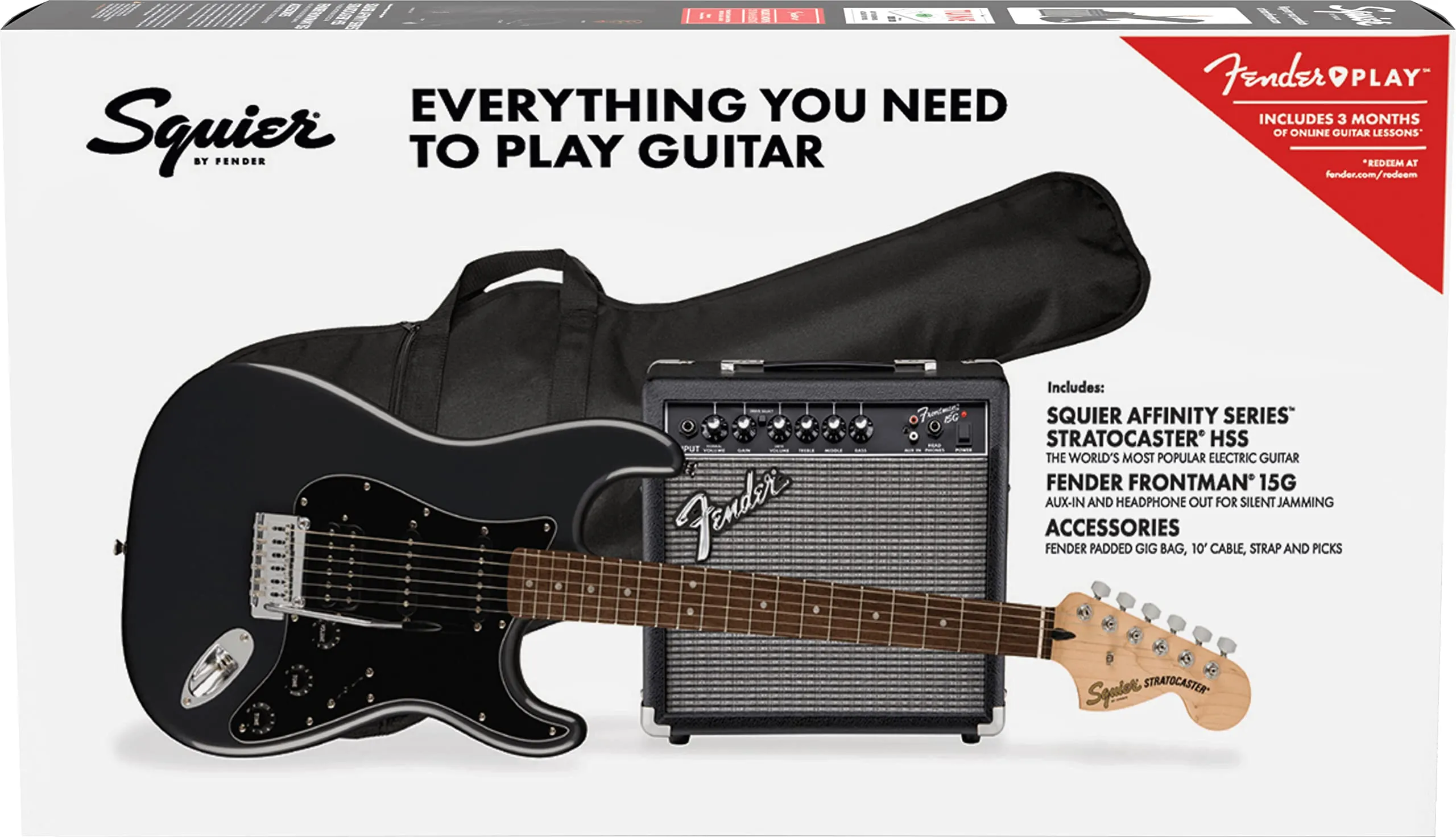 Squier Affinity HSS Pack, Charcoal Frost Metallic