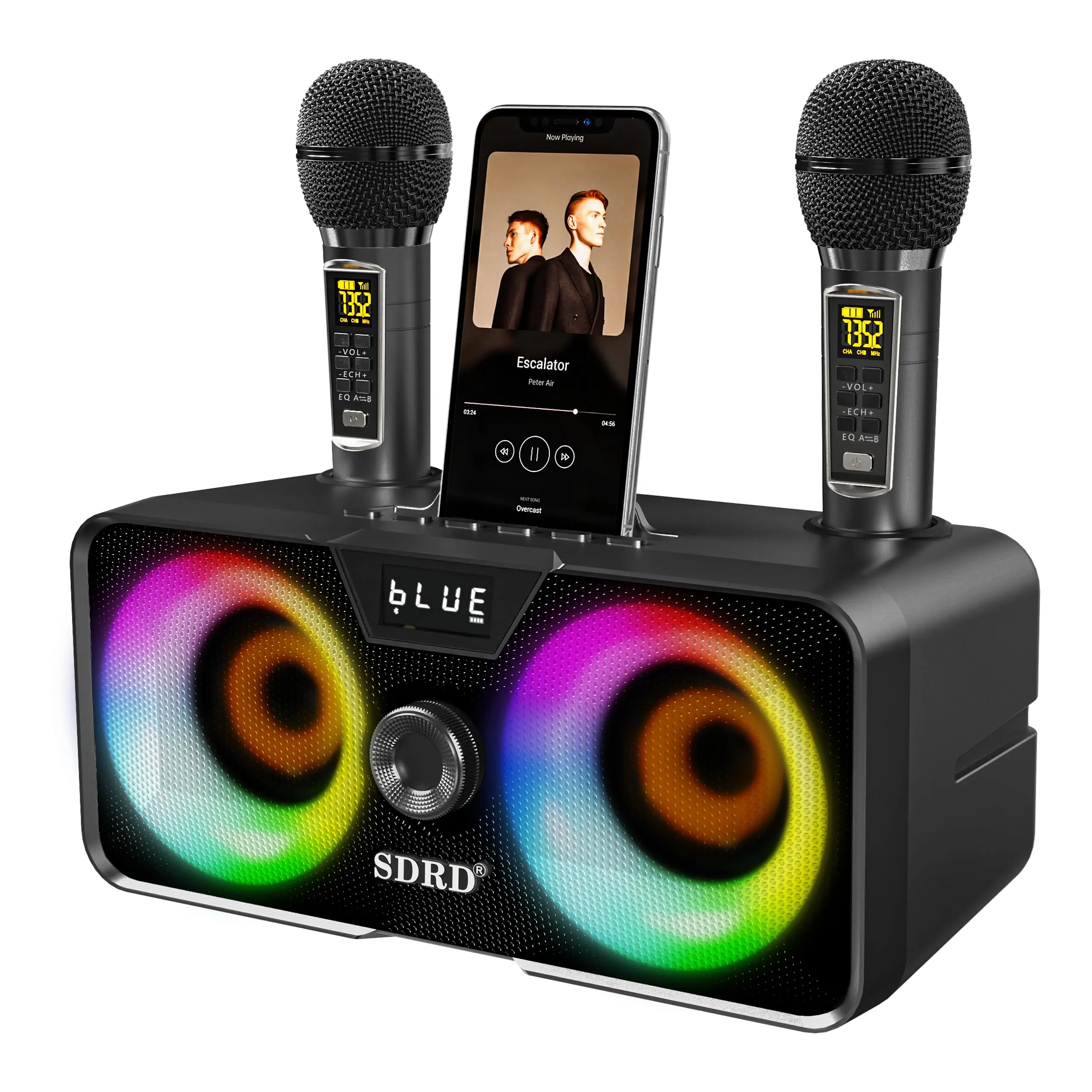 Sistema Karaoke Portatile Professionale con Doppi Microfoni Wireless e Cassa Bluetooth 20W