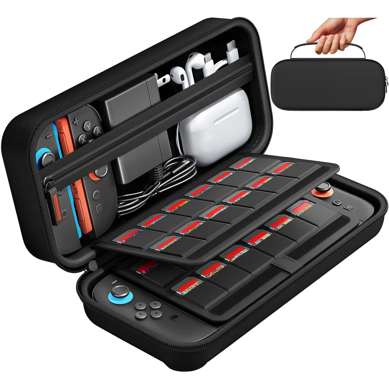 Custodia Rigida Daydayup per Nintendo Switch/Switch OLED con Porta Schede e Tasca Accessori