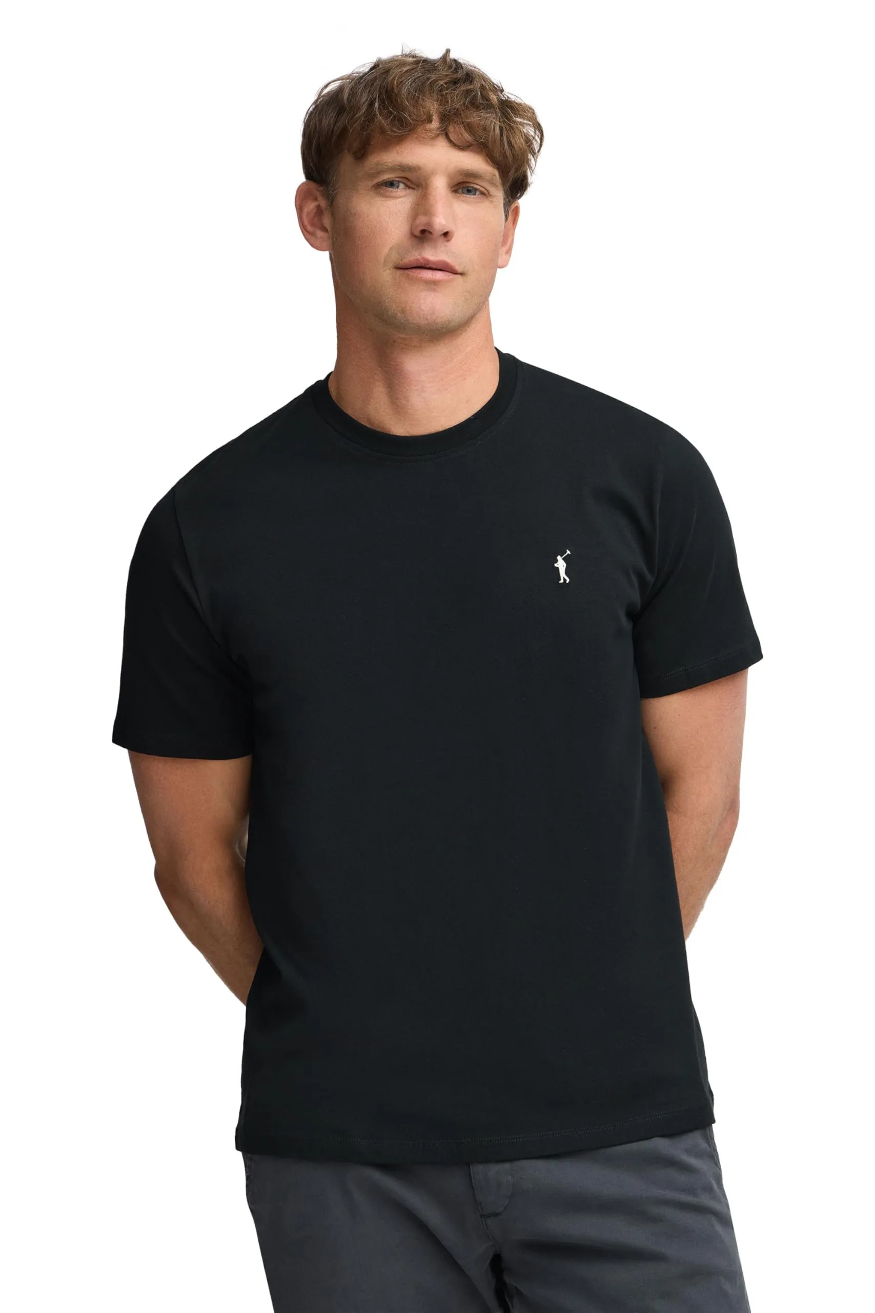 Polo Club Maglietta Basic Nera Cotone con Logo Ricamato Uomo