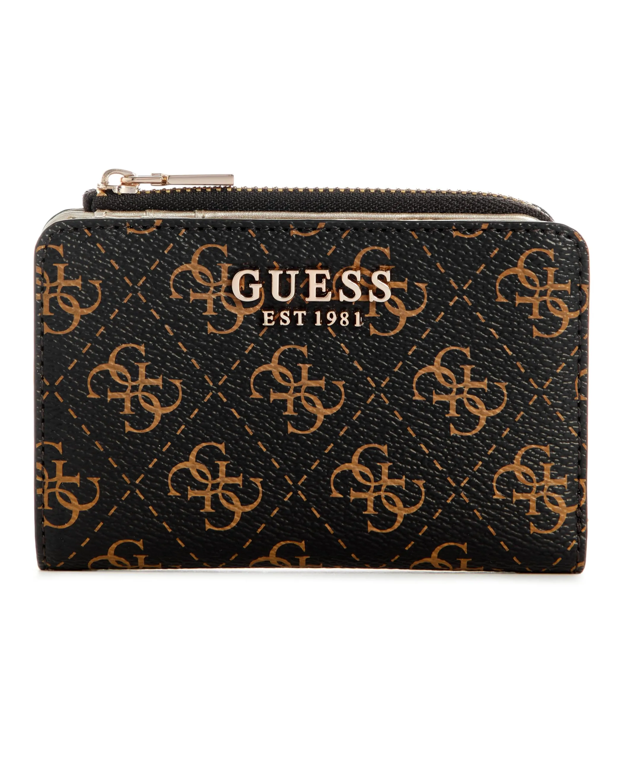 GUESS Laurel Porta Carte con Cerniera Logo Marrone