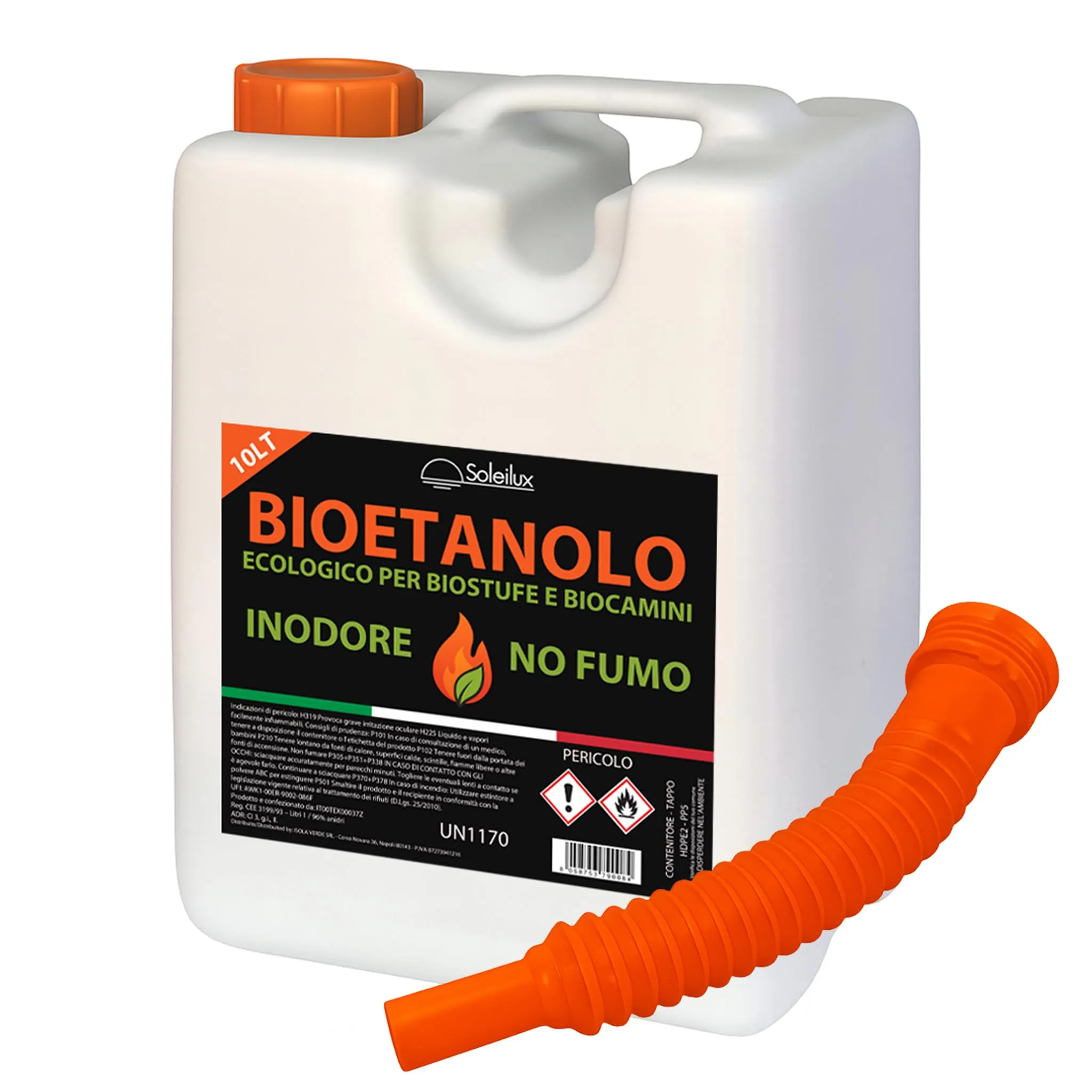 SOLEILUX Bioetanolo combustibile per stufe Bio 10LT Con travasatore in omaggio