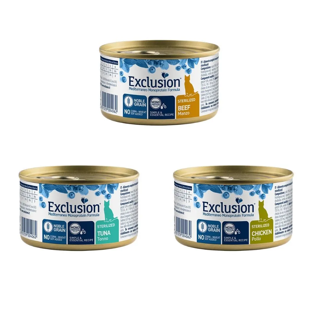Exclusion Mediterraneo Monoprotein Sterilised Gatto Adulto - 12 x 85g