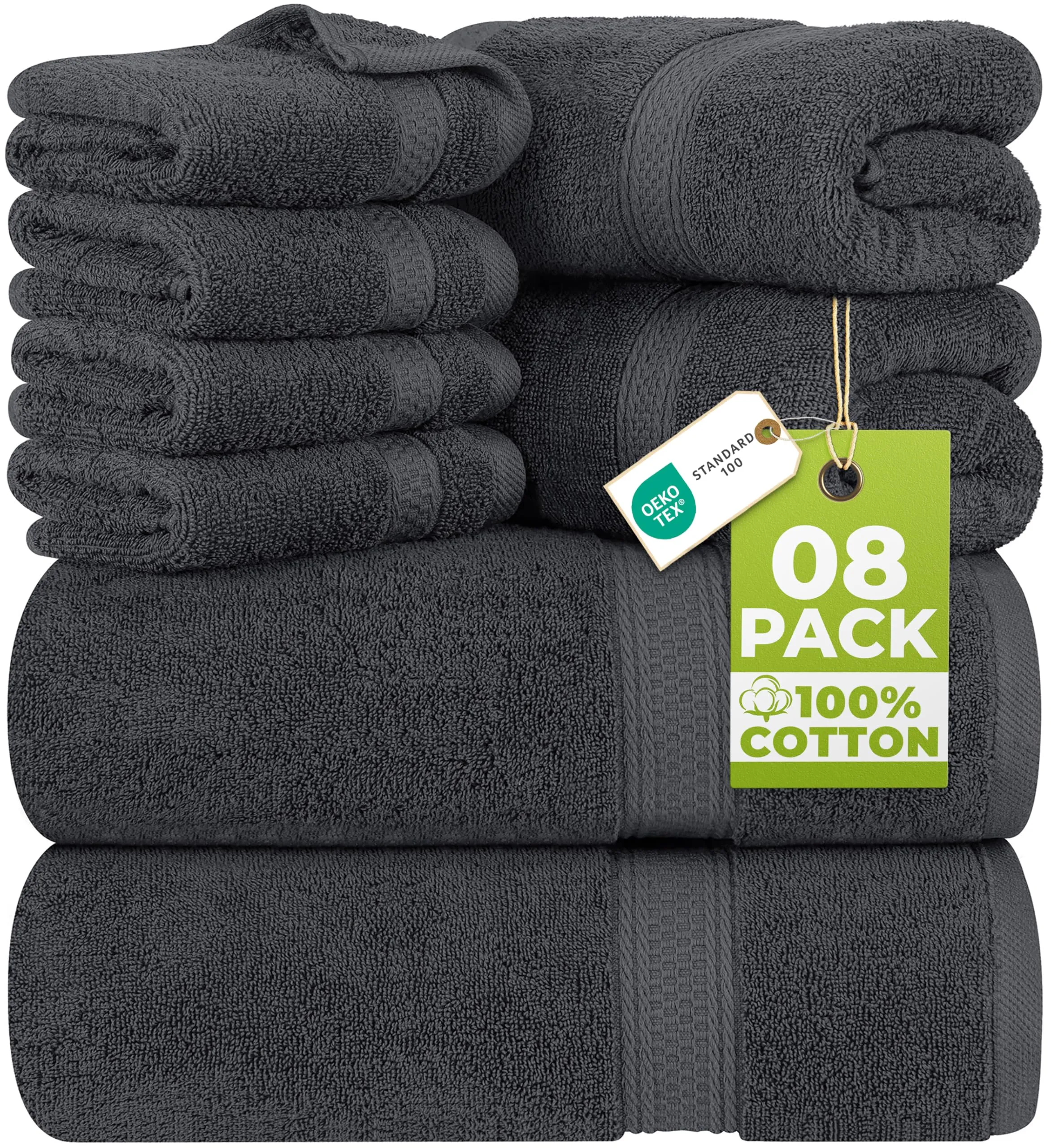 Utopia Towels Set di Asciugamani da 8 Pezzi Grigio