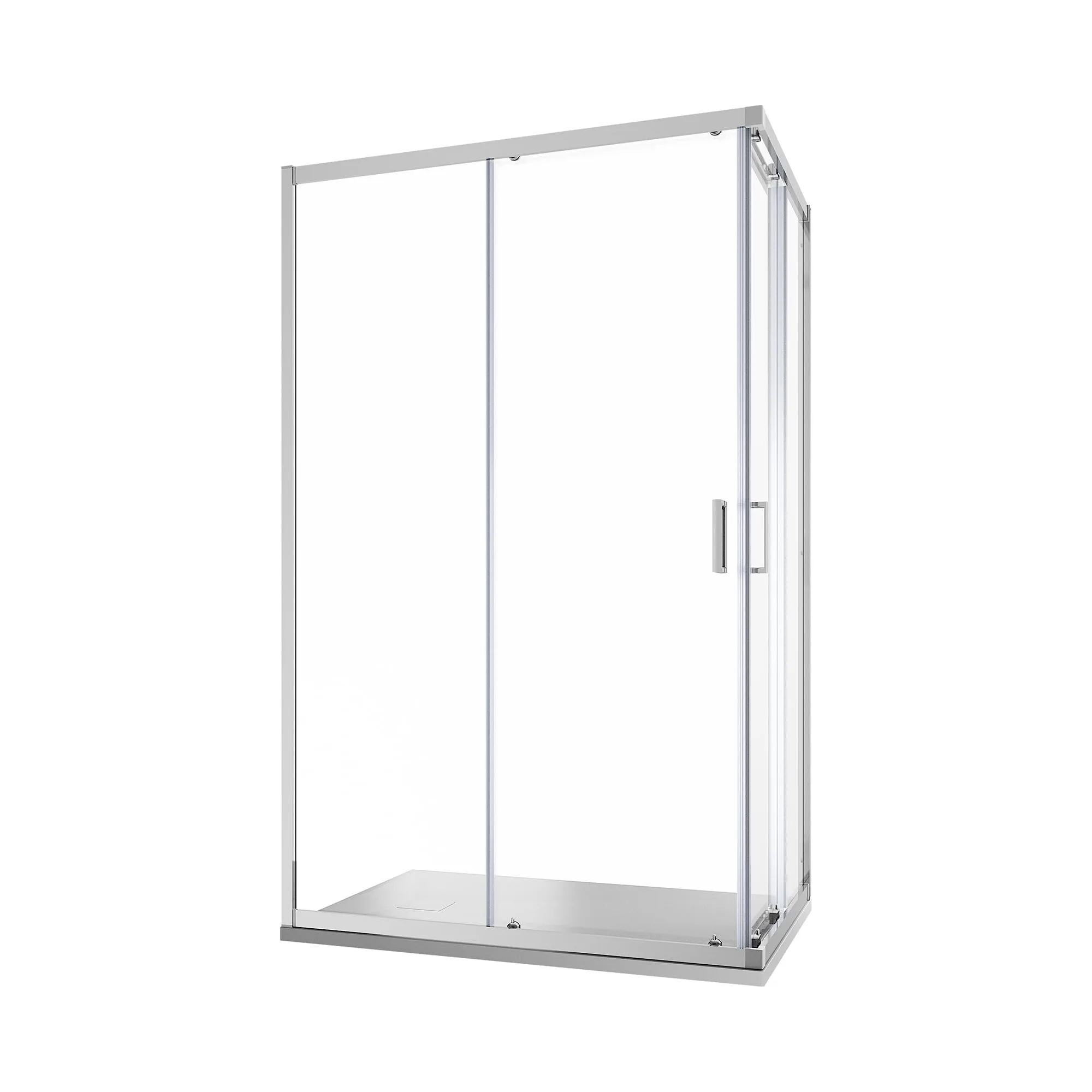 Box Doccia Angolare 80x100 cm Due Ante Scorrevoli Cristallo Temperato Trasparente 6mm Profili Squadrati Cromati Altezza 185 cm - Tonga