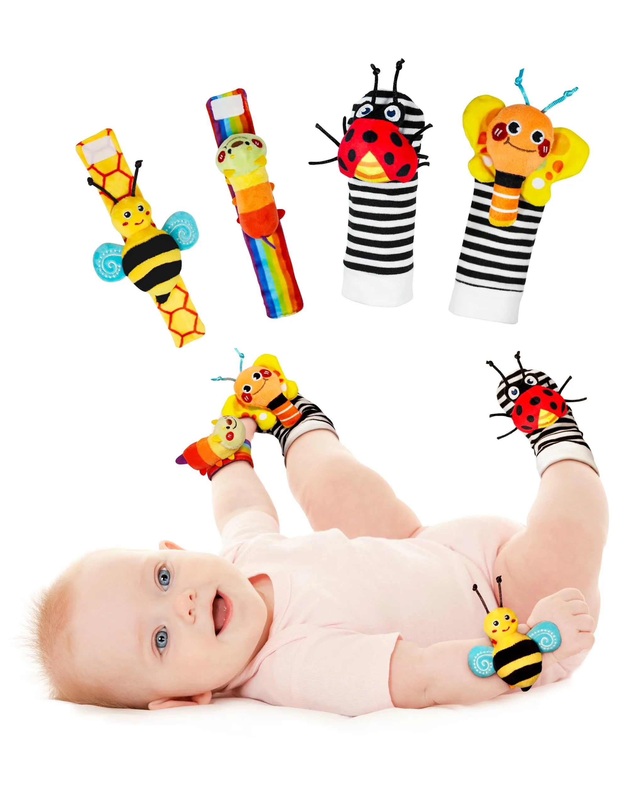 Infinno Calze da Polso Sonaglio Neonato in Morbido Peluche