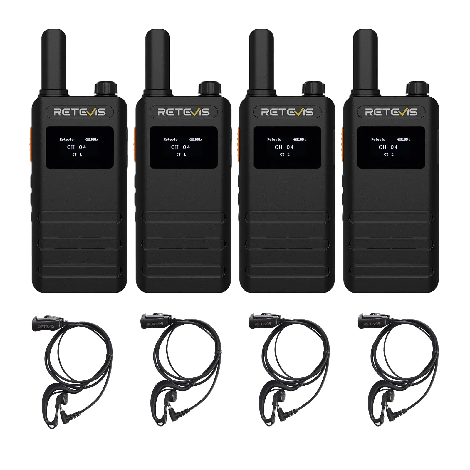 Retevis B63S Walkie-Talkie PMR446 - Set da 4 Radio Ricetrasmittenti Professionali Ultrasottili