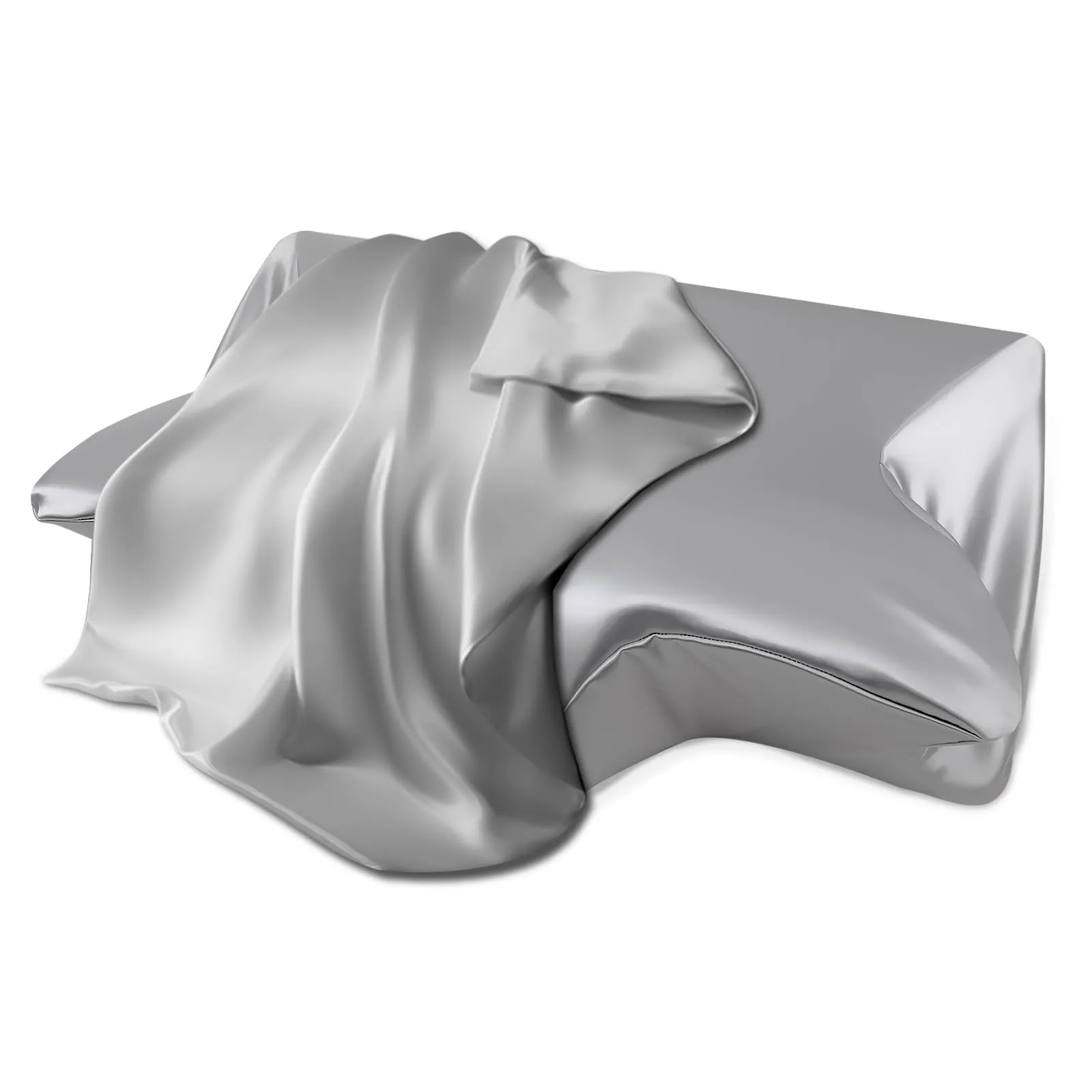 HOMCA Federa in Raso 60x40cm Grigio Scuro per Cuscino Memory Foam