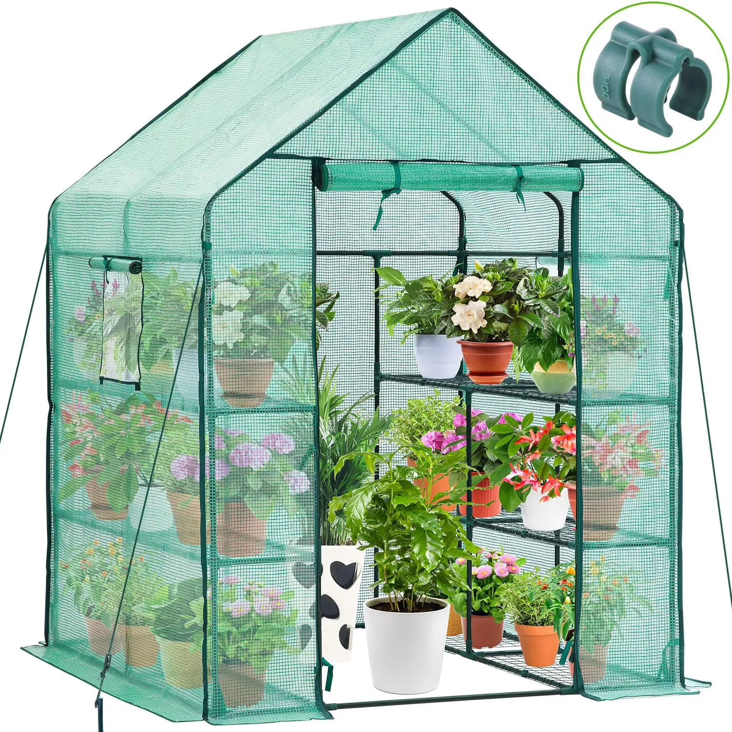 Ohuhu Serra da Giardino con Copertura in PVC Trasparente e 12 Ripiani