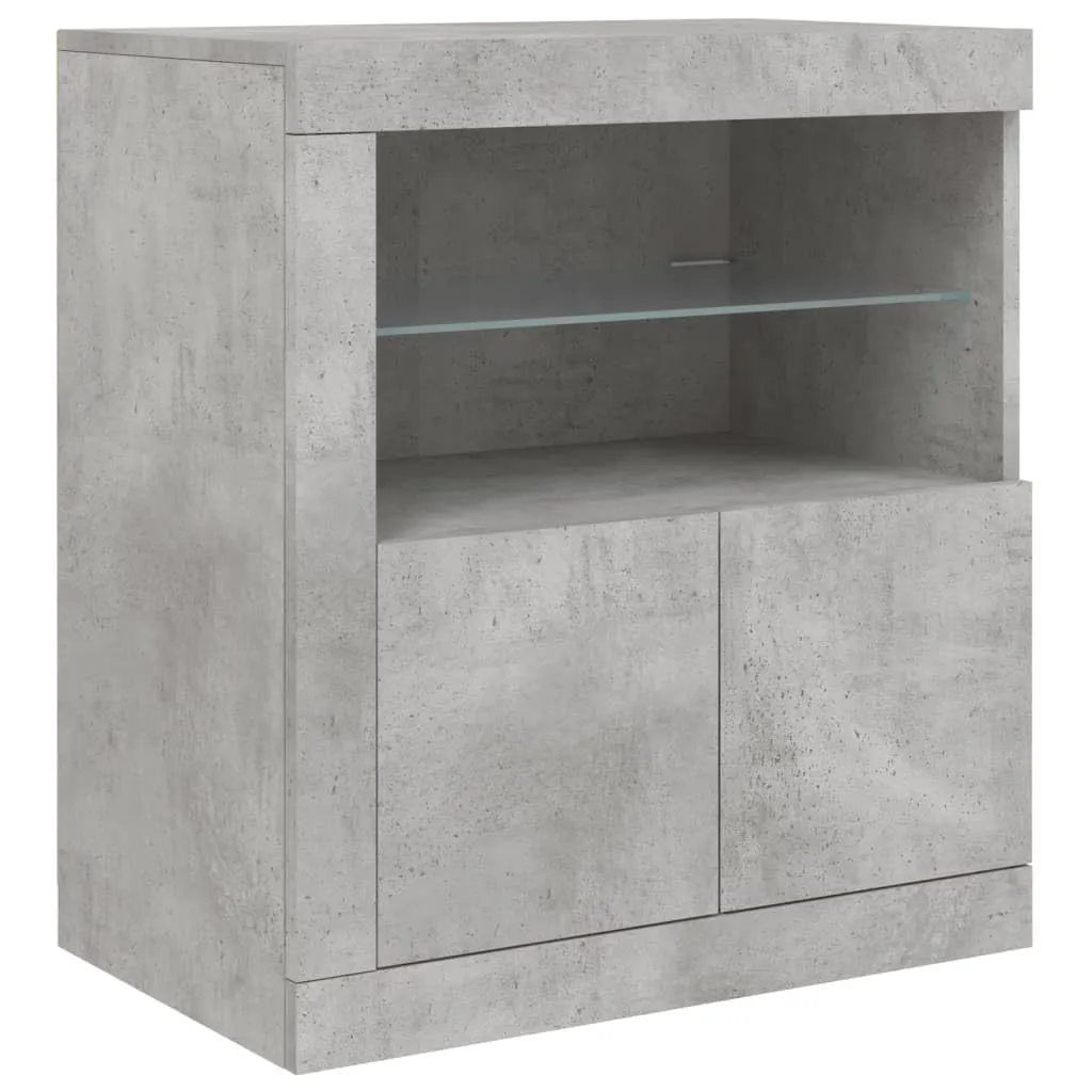 vidaXL Credenza con Luci LED Grigio Cemento