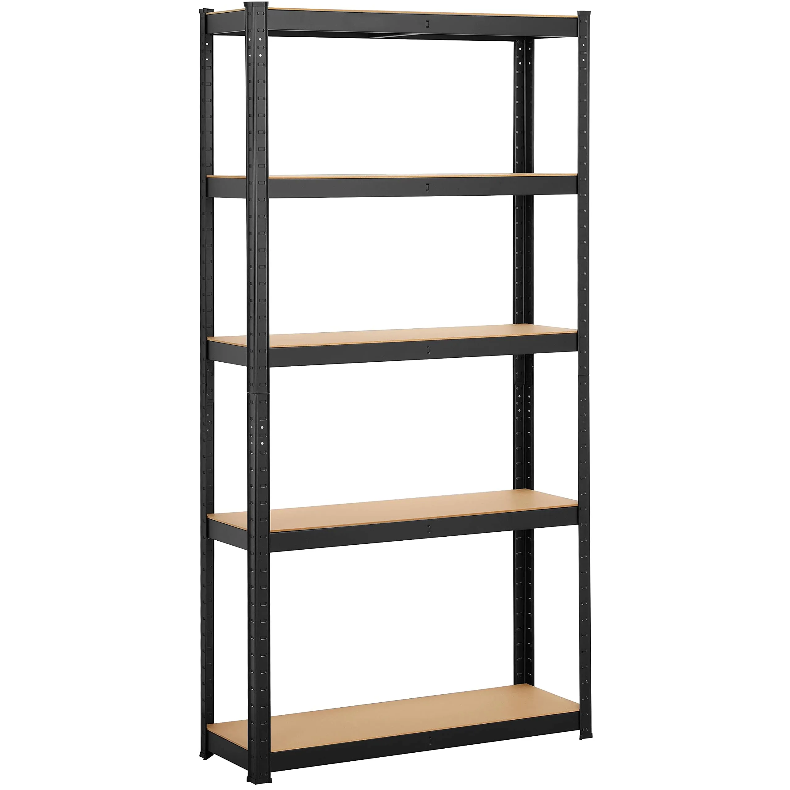 Scaffale Garage Yaheetech 180x90x30cm - 5 Ripiani in Metallo e MDF, Portata 175kg, Montaggio Facile Senza Viti, Ideale per Magazzino, Lavanderia, Negozio - Nero