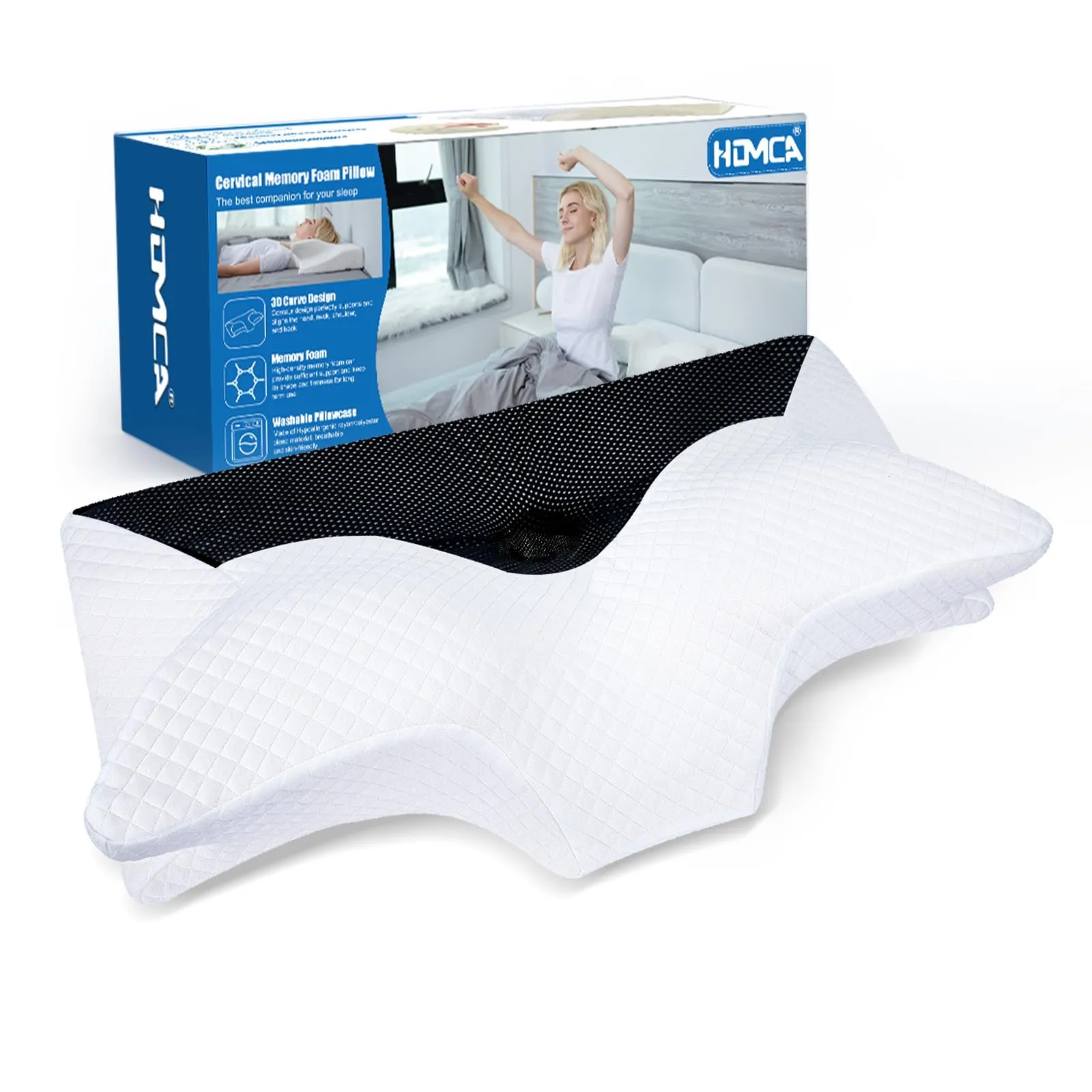 HOMCA Cuscino Cervicale Ortopedico in Memory Foam