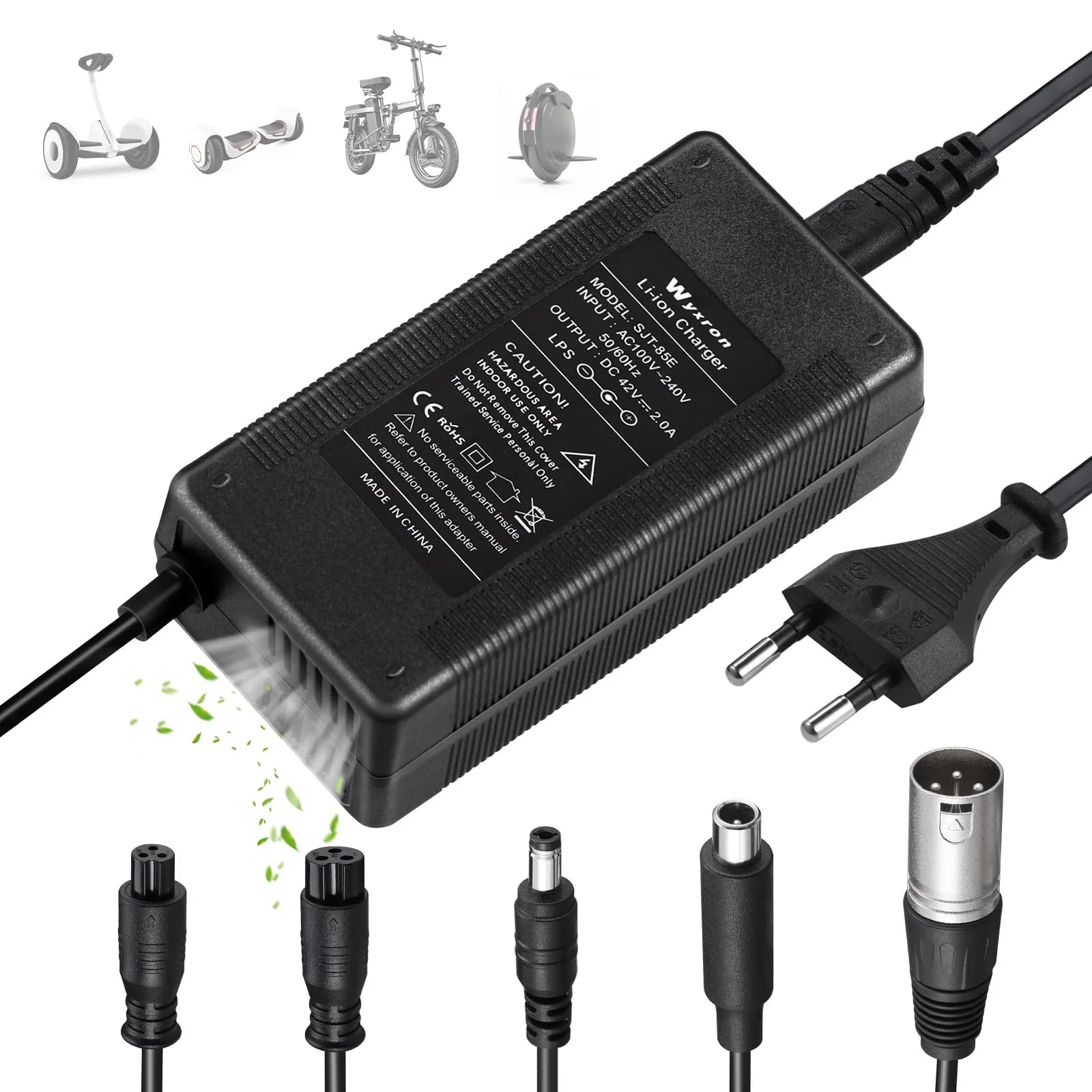 Wyxron Caricatore Monopattino Elettrico 42V 2A Universale